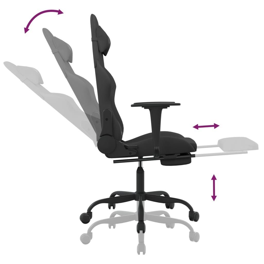 furnicato Gaming-Stuhl mit Schwarz Stoff Fußstütze St) (1
