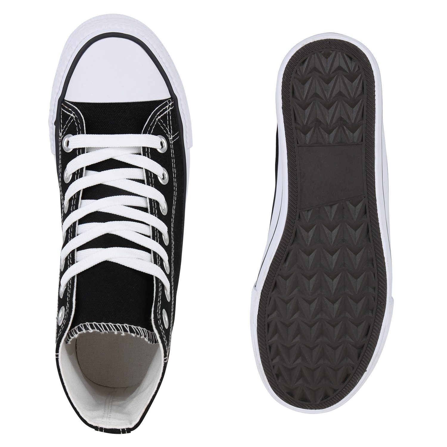 VAN HILL 841313 Sneaker Damen Sneaker High Schnürer Bequeme Basic Freizeit Stoff