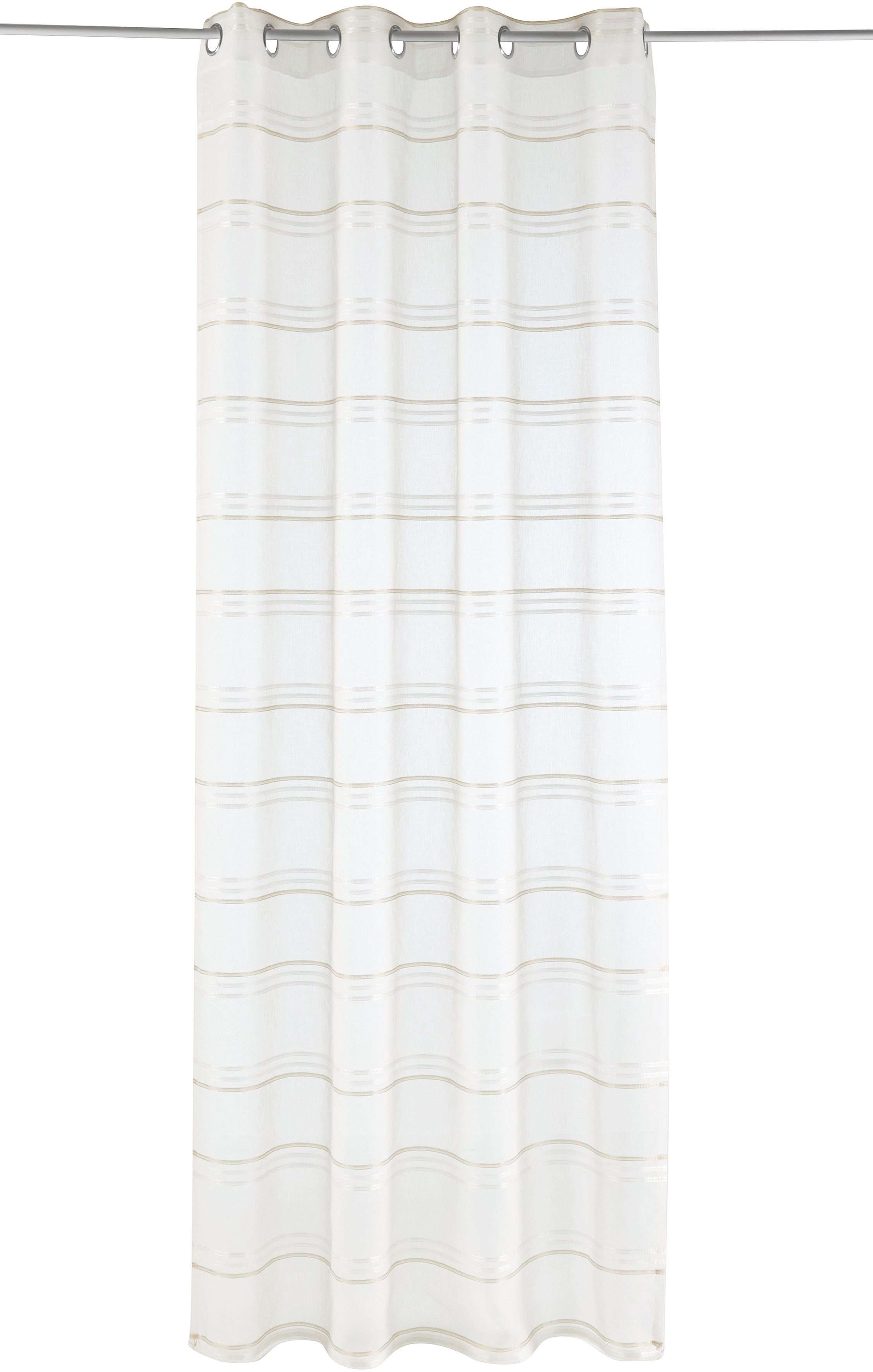 OTTO home Gardine Sirii (1 St), Ösen, halbtransparent, Polyester, Halbtransparent, angenehme Haptik, mit Streifen, modern – Bild 3 von 5