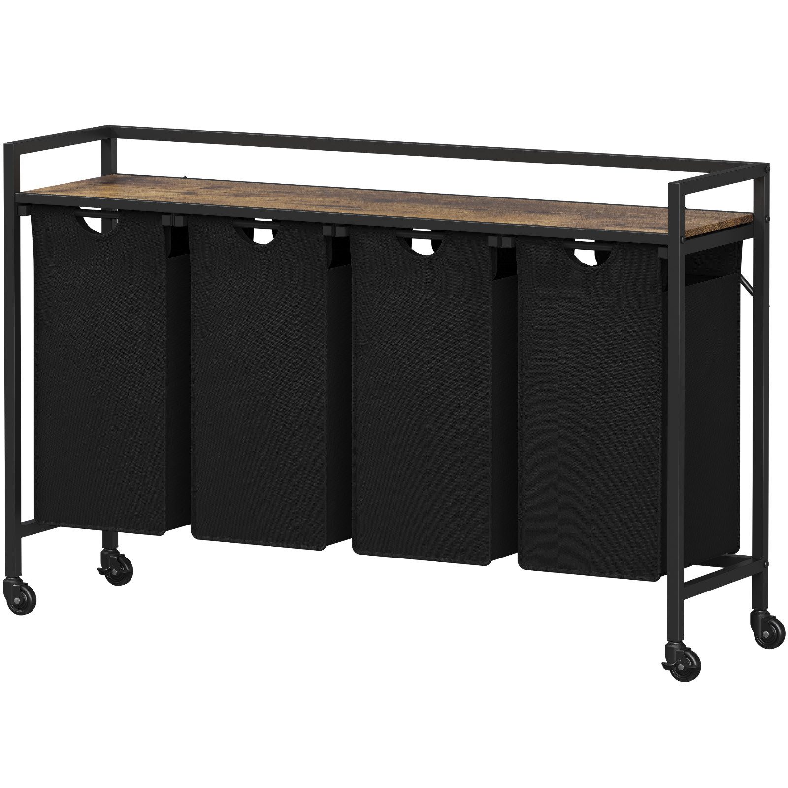 Lifewit Wäschebox Wäschesortierer 4 Fächer 168L mit Rollen und Ablage Wäschewagen. (Set, Wäschesortierer+Wäschekorb), Universelle Räder mit Bremsen,erweiterbares Design,abnehmbare Taschen