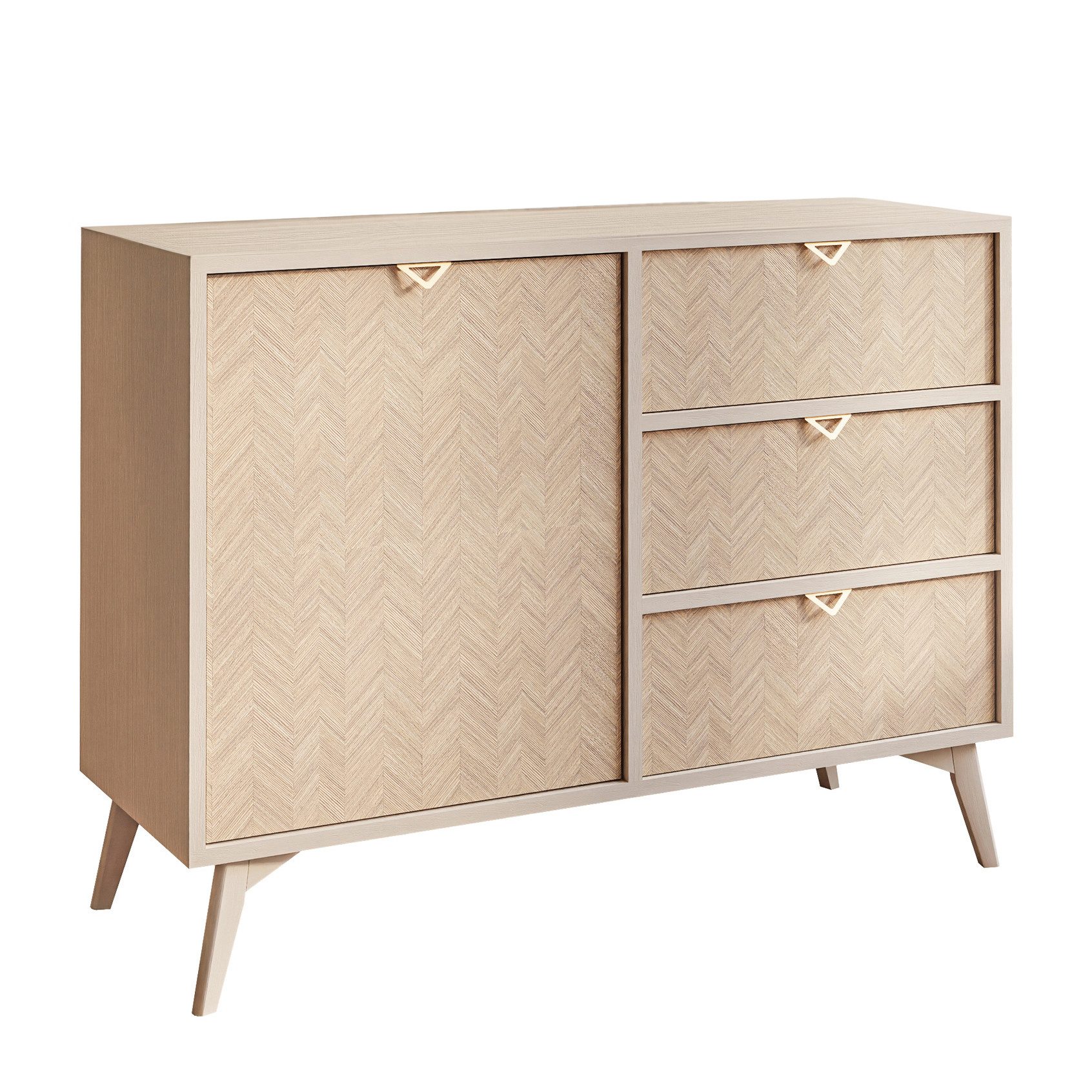 Lookway Kommode ALOE KSZD106 mit Drehtür und drei Schubladen, 106x38x80 cm