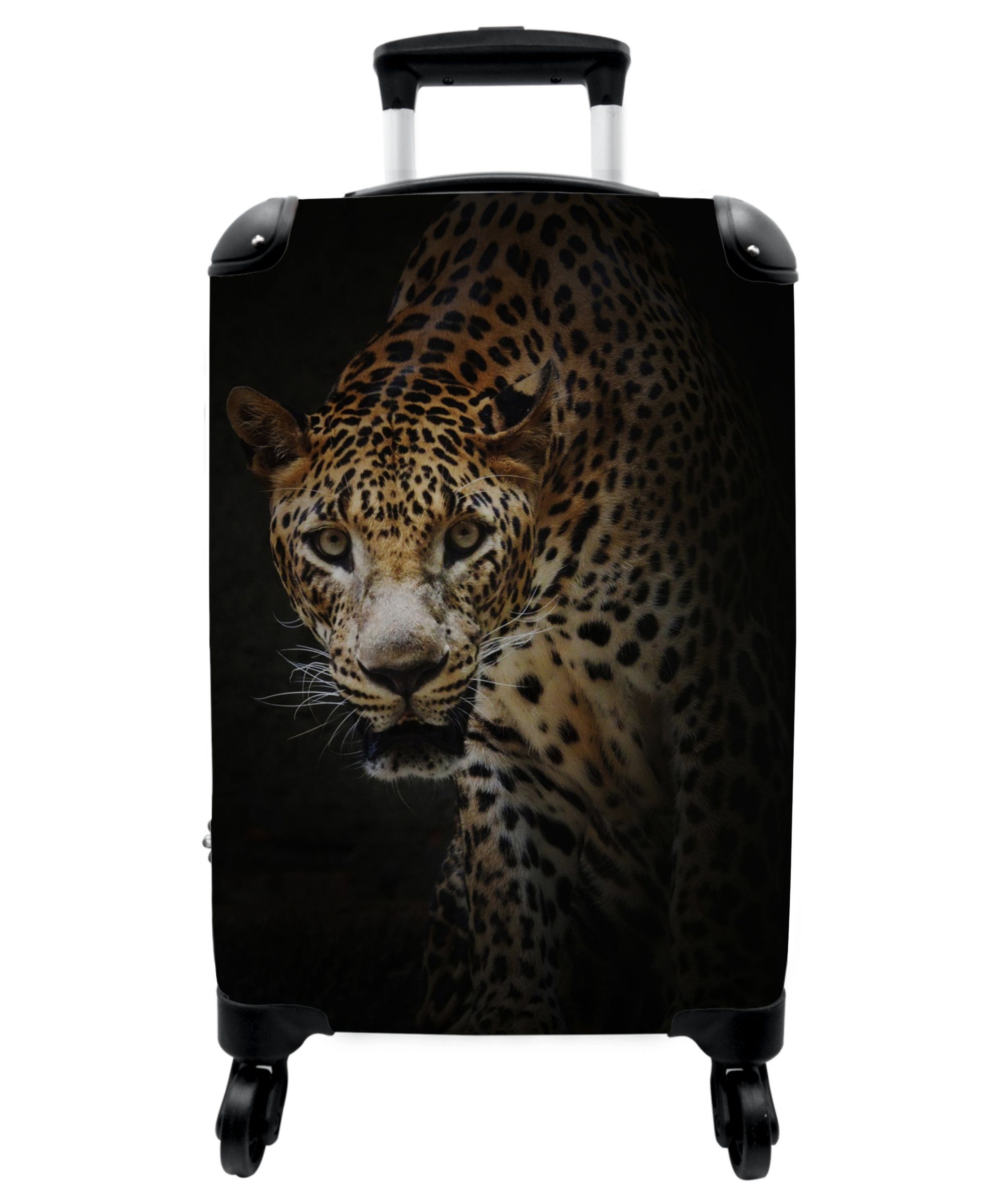 - 4 Wildtiere, Cabin Kleine Rollen Rollen, 55x35x20cm Porträt Handgepäckkoffer Leopard Rollkoffer Handgepäck - Schwarz NoBoringSuitcases.com© Trolley mit Reisekoffer - - 4