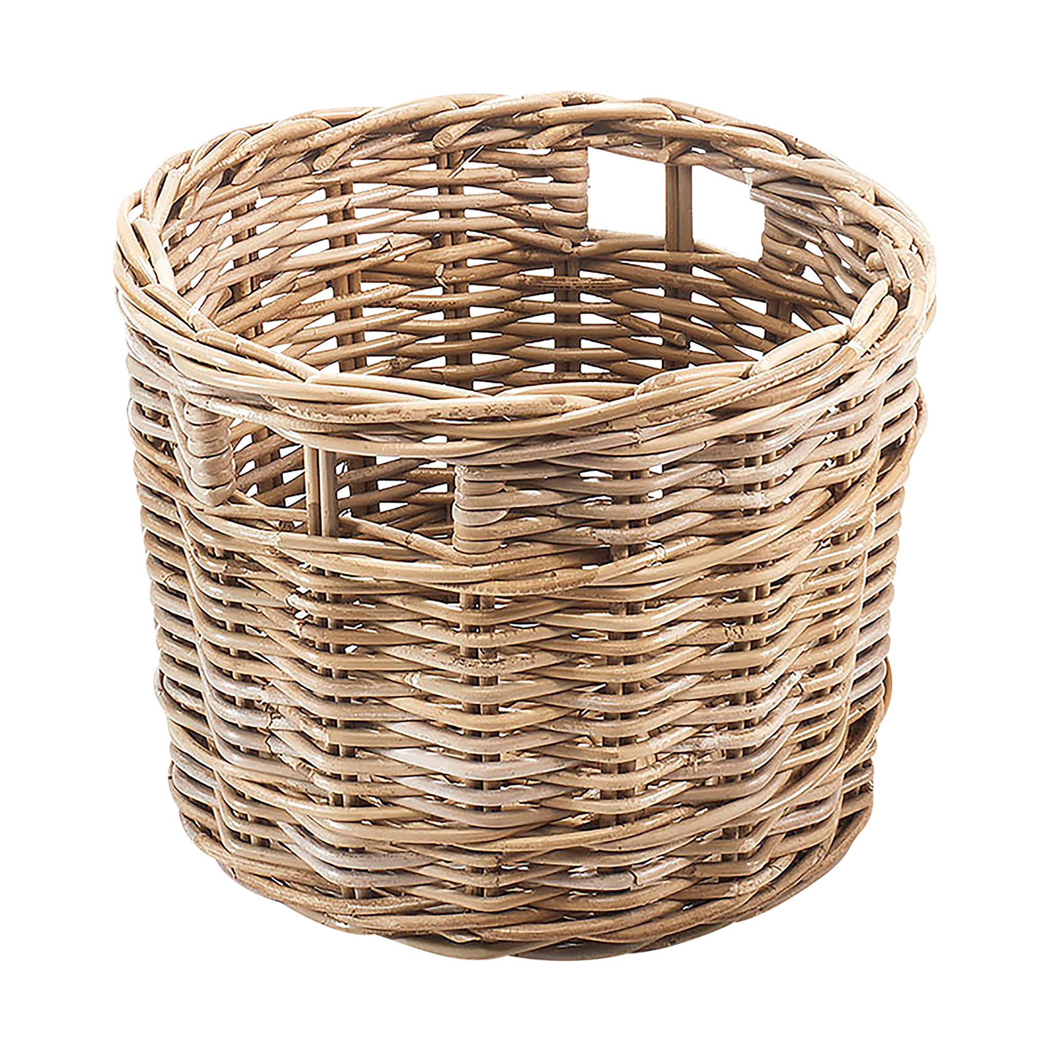 Kobolo Aufbewahrungskorb Rattankorb rund Kubu grau mit Lochgriff klein günstig online kaufen