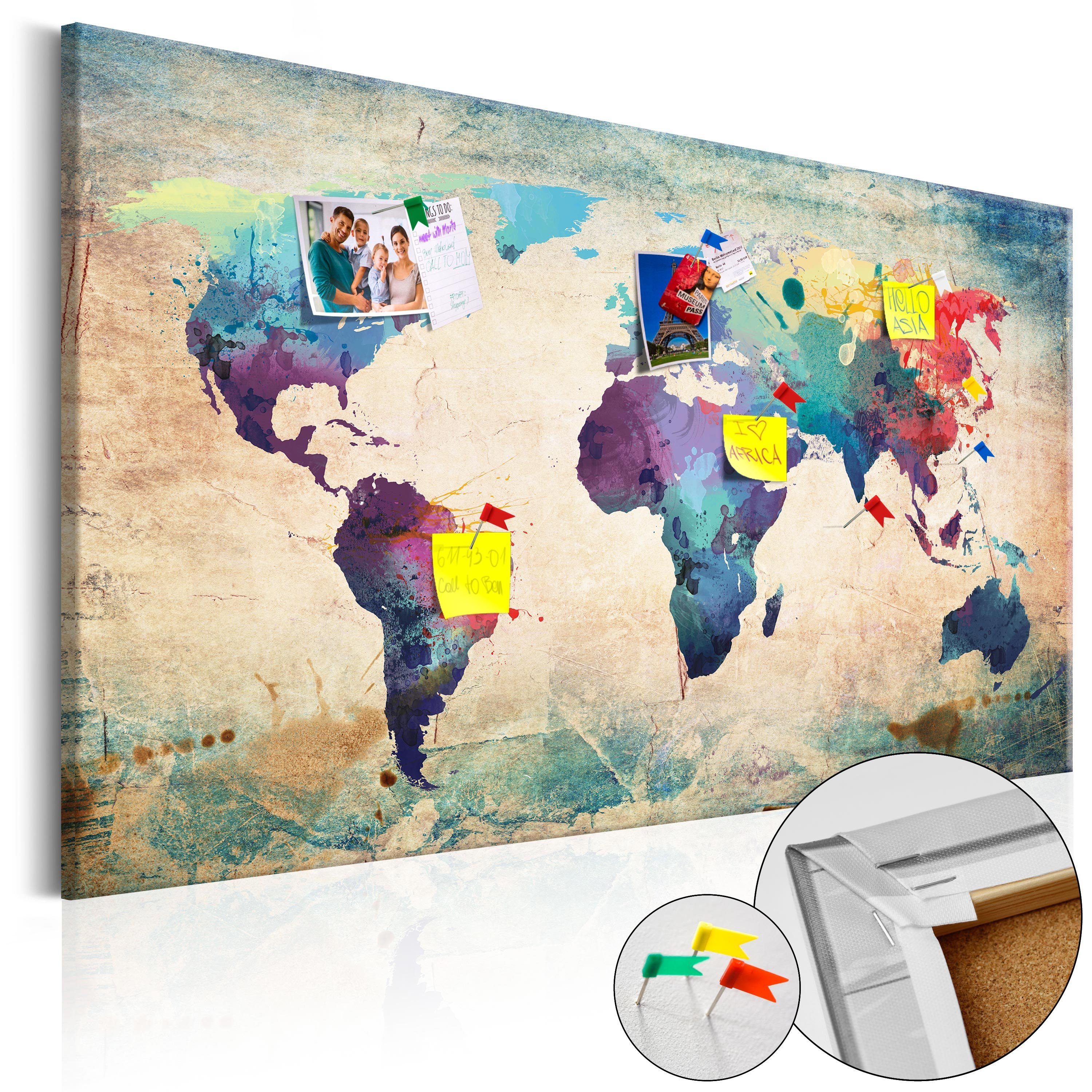 Artgeist Pinnwand Colorful World Map [Cork Map]