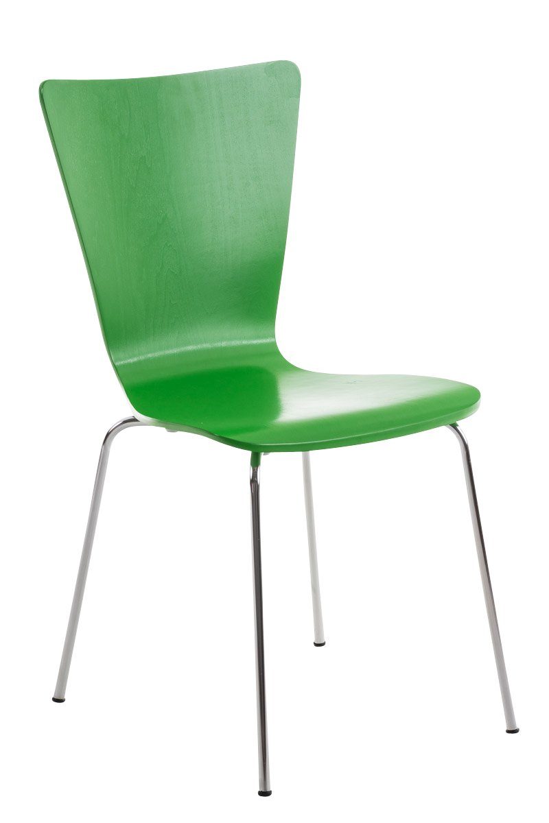 TPFLiving Besucherstuhl Jaron mit ergonomisch geformter Sitzfläche - Konferenzstuhl (Besprechungsstuhl - Warteraumstuhl - Messestuhl), Gestell: Metall chrom - Sitzfläche: Holz grün