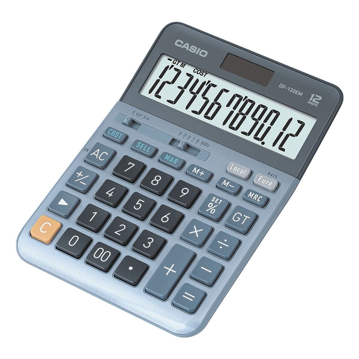 CASIO Taschenrechner DF-120EM, mit 12-stelligem, angewinkeltem LC-Display