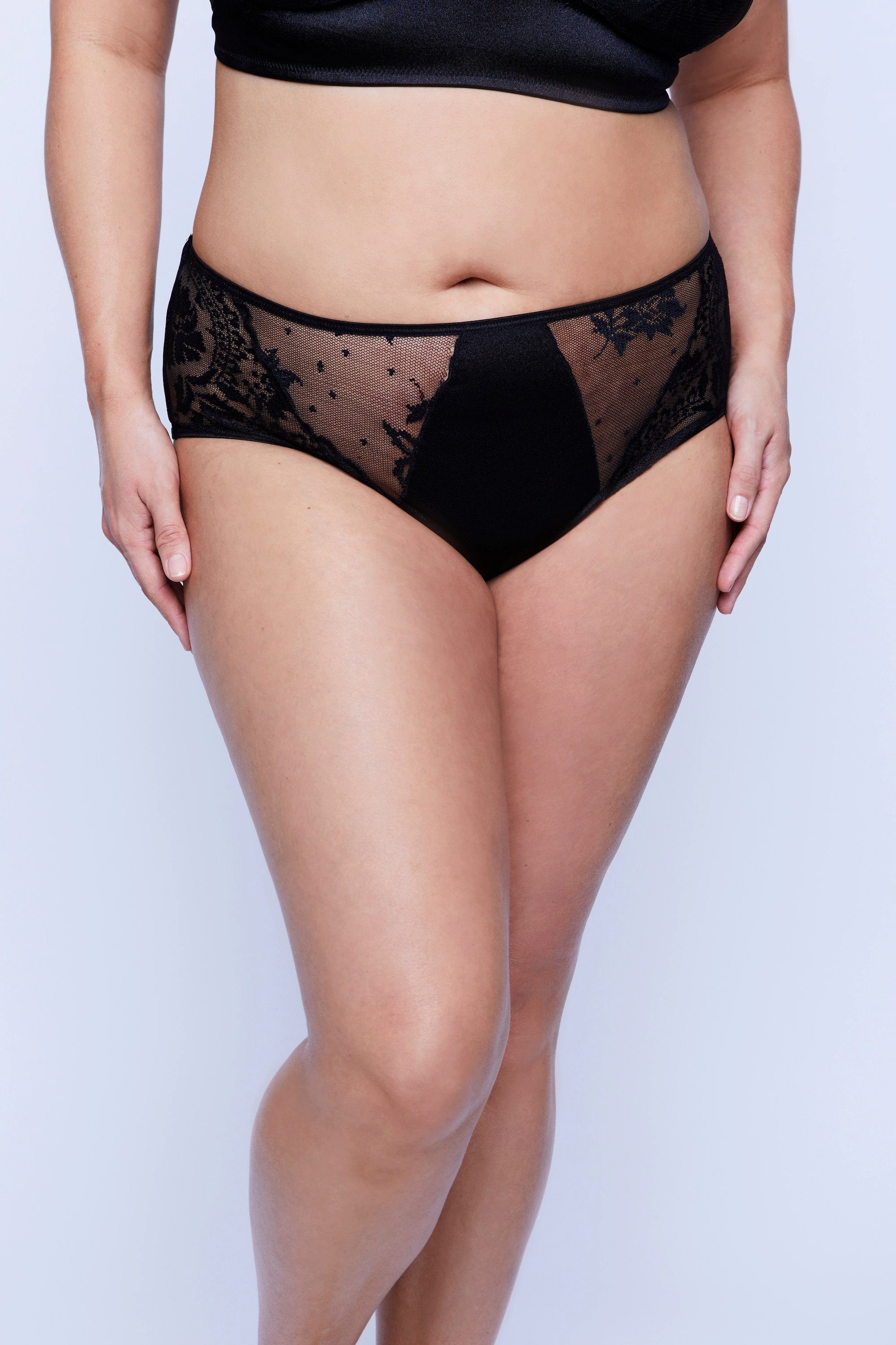 Slip High waist Slip Ouvert Öffnung Satin und Spitze
