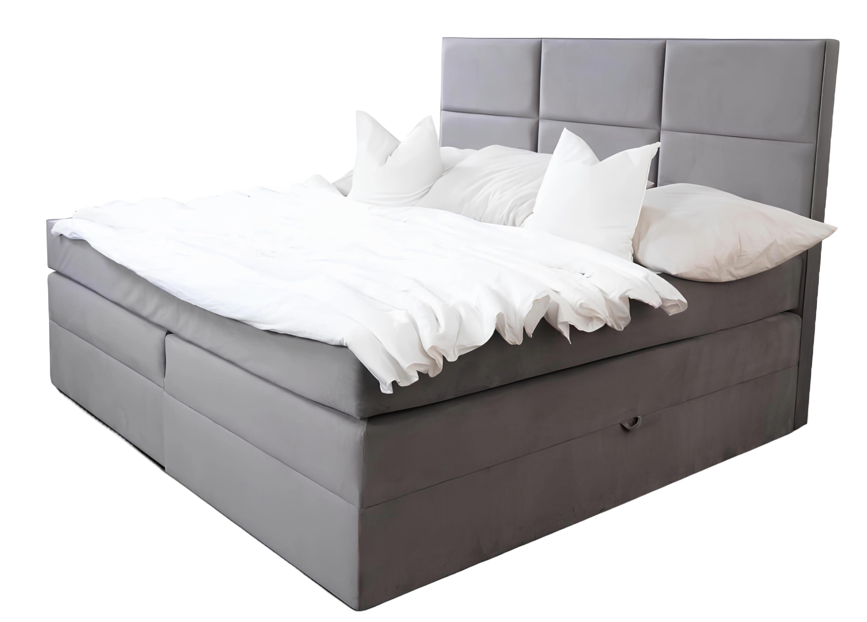 JVmoebel Boxspringbett Modernes Doppelbett mit grauer Matratze und hochwertigem Stil (1-St., Bett), Made in Europa