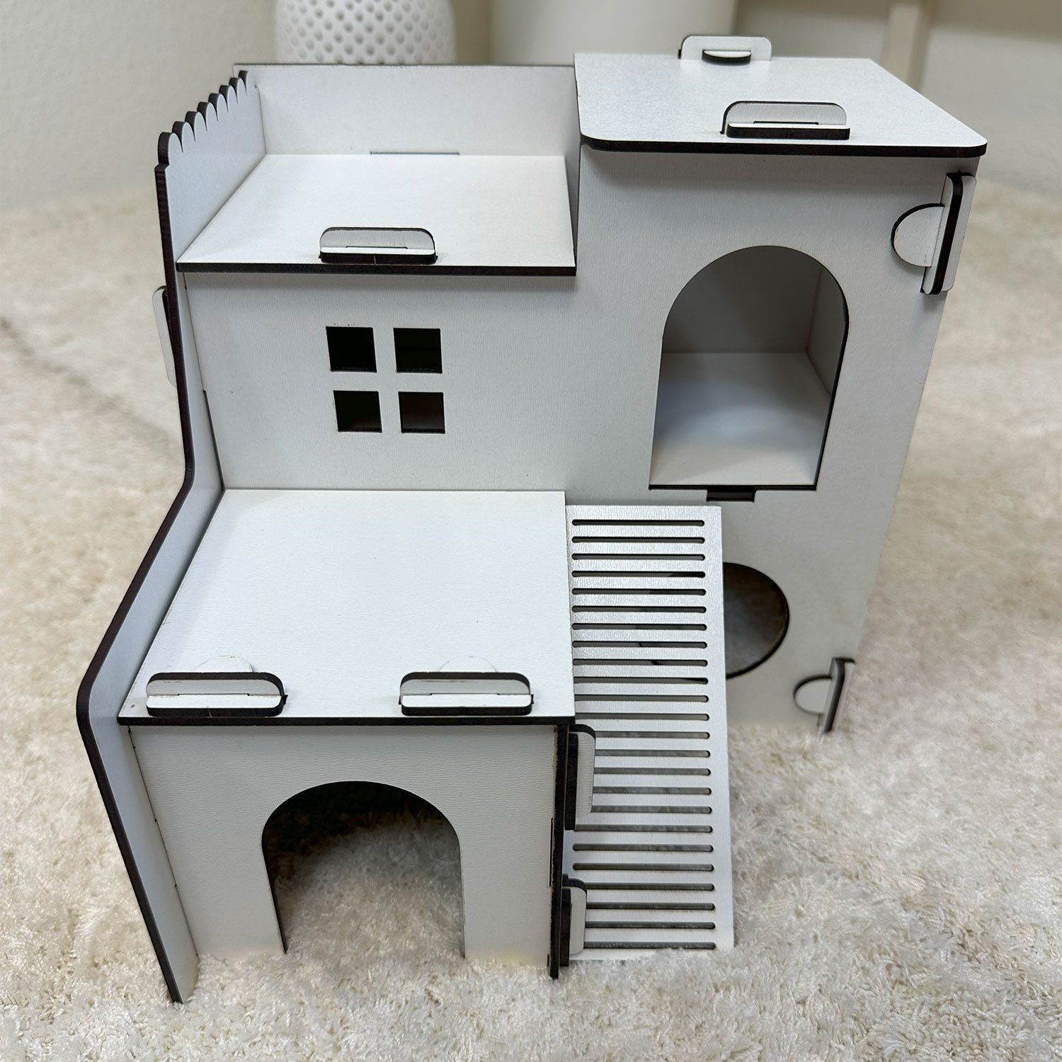 Jungengel Kleintierhaus Hamsterhaus Mäusehaus Holz Hamsterhütte Mäusehütte Tierhaus, 100% Holz, Einfache Montage, 23x21,5x21 cm, Robust & Langlebig