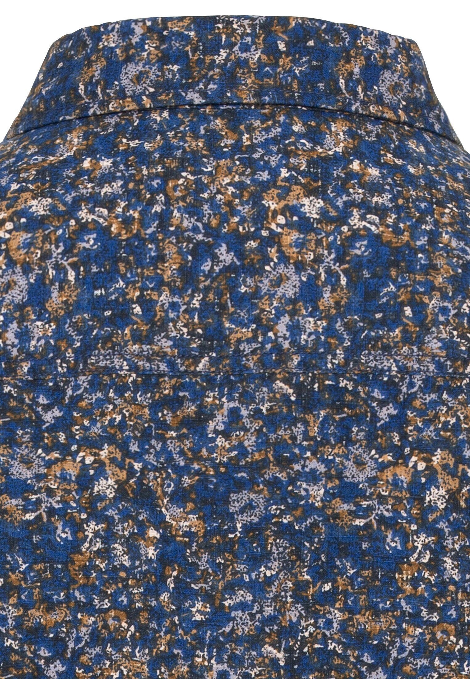 camel Button-Down active Allover-Print Langarmhemd mit Blau