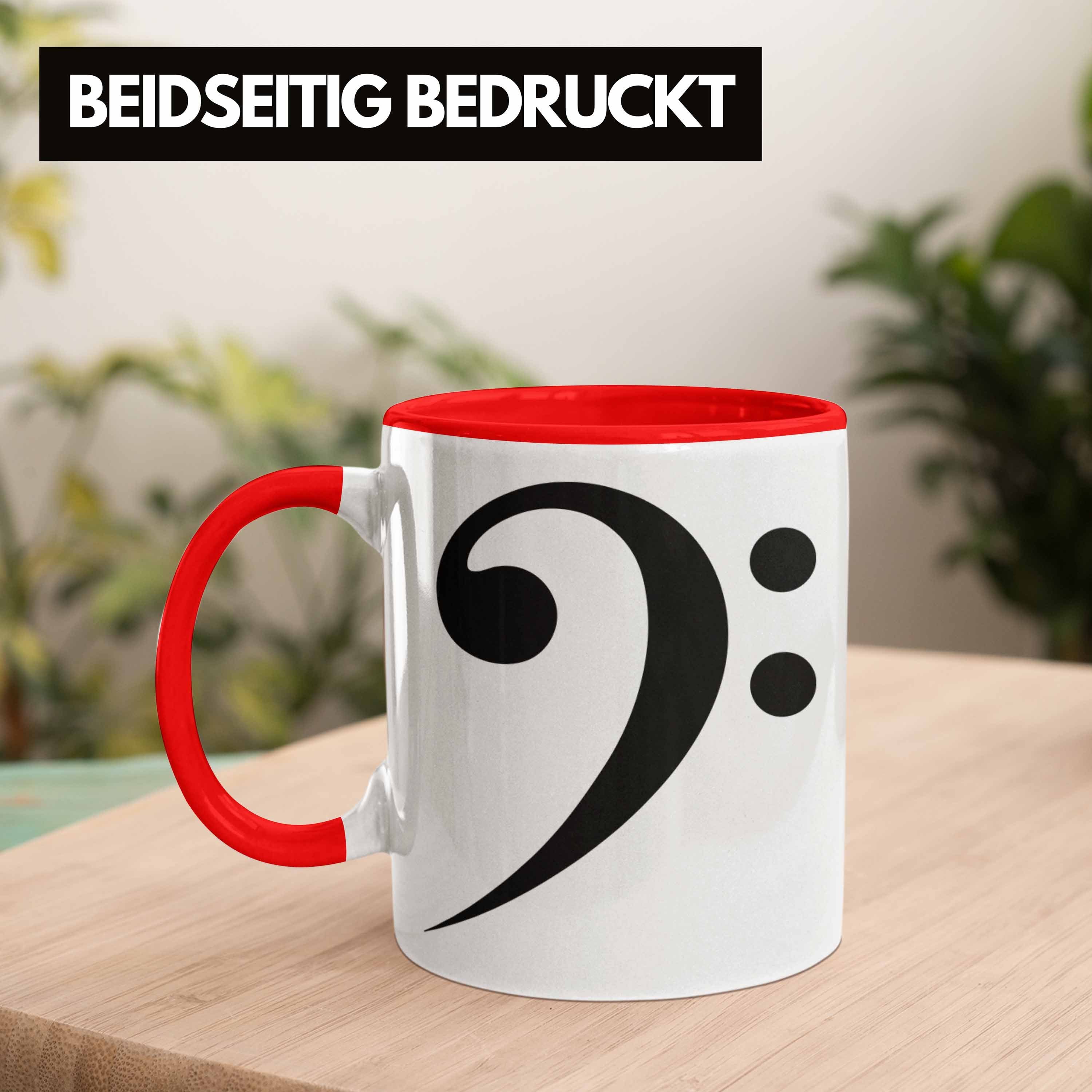 Trendation Tasse Kaffee-Becher Geschenk Bass-Spieler Grafik Rot Tasse Bassist Geschenkidee