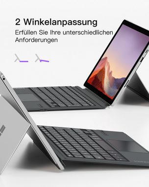 Inateck Surface Pro Tastatur, für Surface Pro 7/7+/6/5/4, mit Trackpad Tablet-Tastatur (Bluetooth 5.3, 7-Farbiger Hintergrund Beleuchtung, QWERTZ)