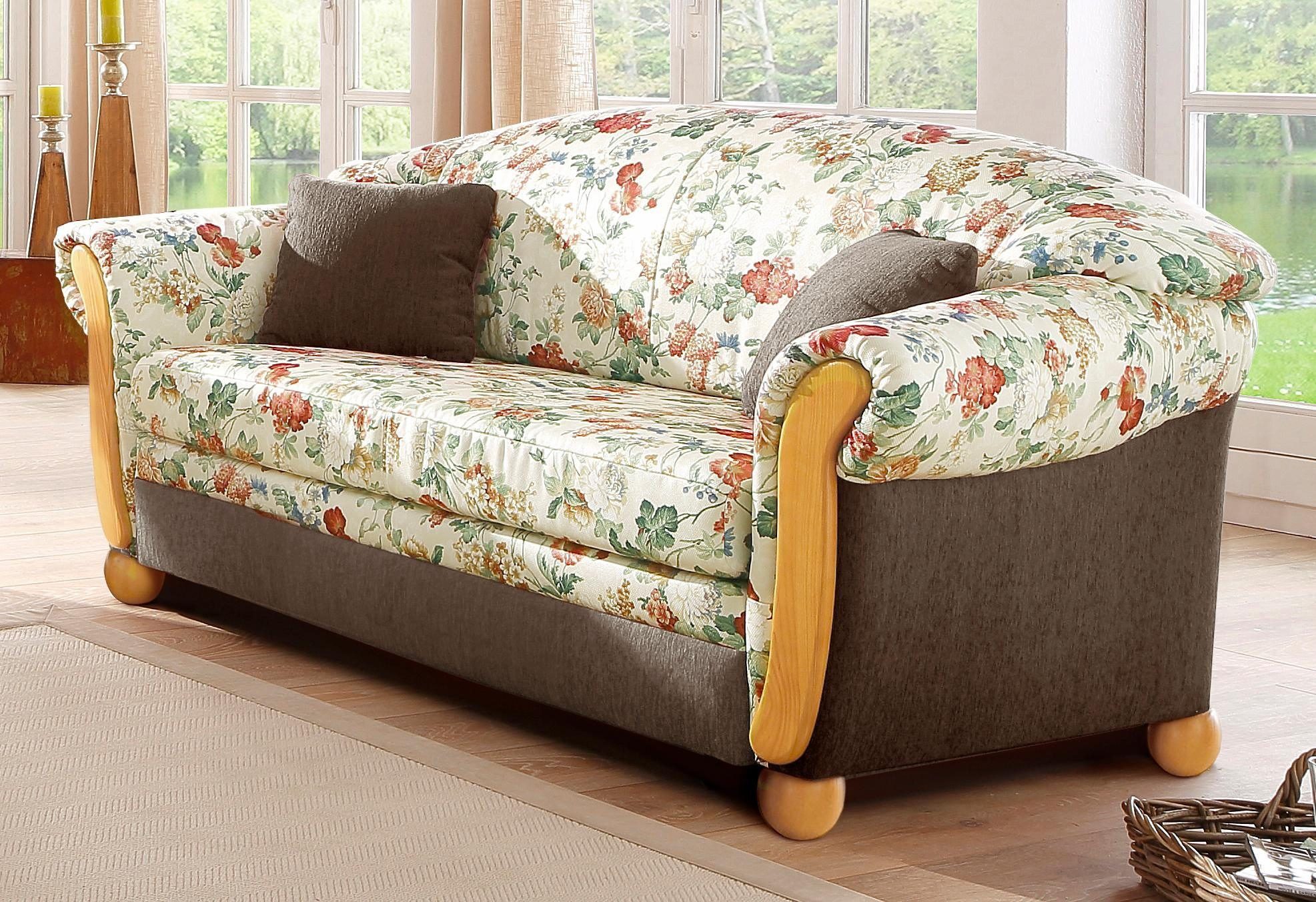 Home affaire Polstergarnitur Milano, bequem durch Federkern, Landhaus Stil, geschwungene Armlehnen, (2-tlg), 2-Sitzer und 3-Sitzer