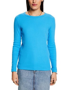 Esprit Langarmshirt Geripptes Top mit Rundhalsausschnitt (1-tlg)