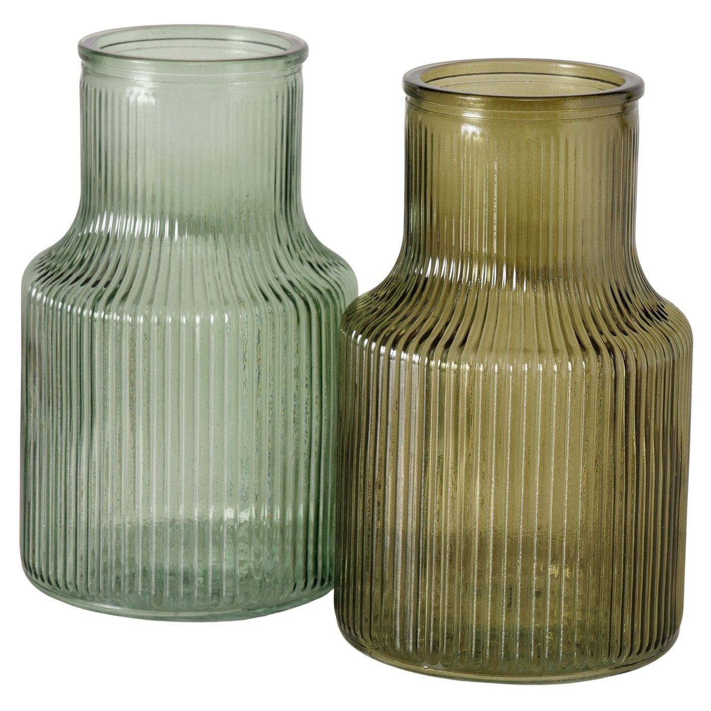 BOLTZE Tischvase Boltze Glasvasen Set 2er – geriffelte Vasen 14 cm, Ø 9 cm, Glas (2 St)