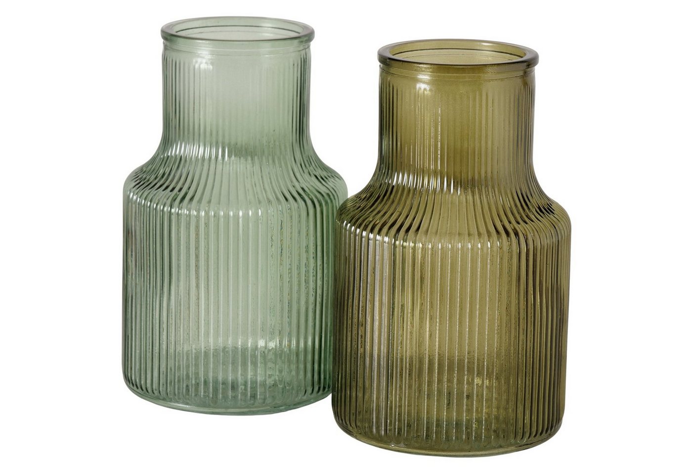 BOLTZE Tischvase Boltze Glasvasen Set 2er – geriffelte Vasen 14 cm, Ø 9 cm, Glas (2 St)
