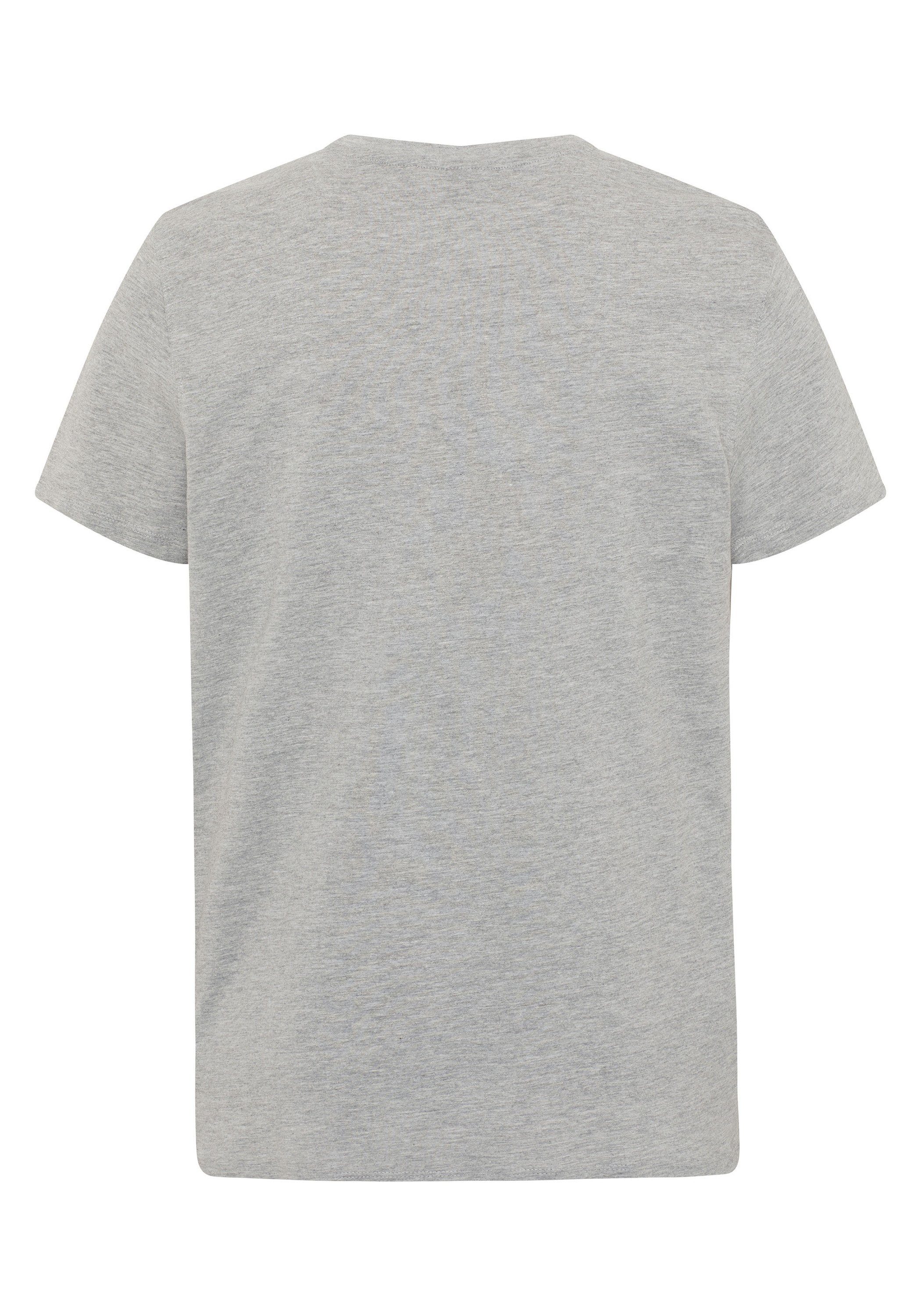 Polo Sylt Print-Shirt mit großem 17-4402M Neutral Gray Logoprint Melange