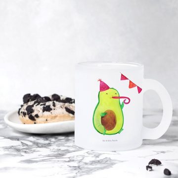 Mr. & Mrs. Panda Teeglas Avocado Party Zeit - Transparent - Geschenk, Gesund, Veggie, Teetasse, Premium Glas, Außerordentliches Design