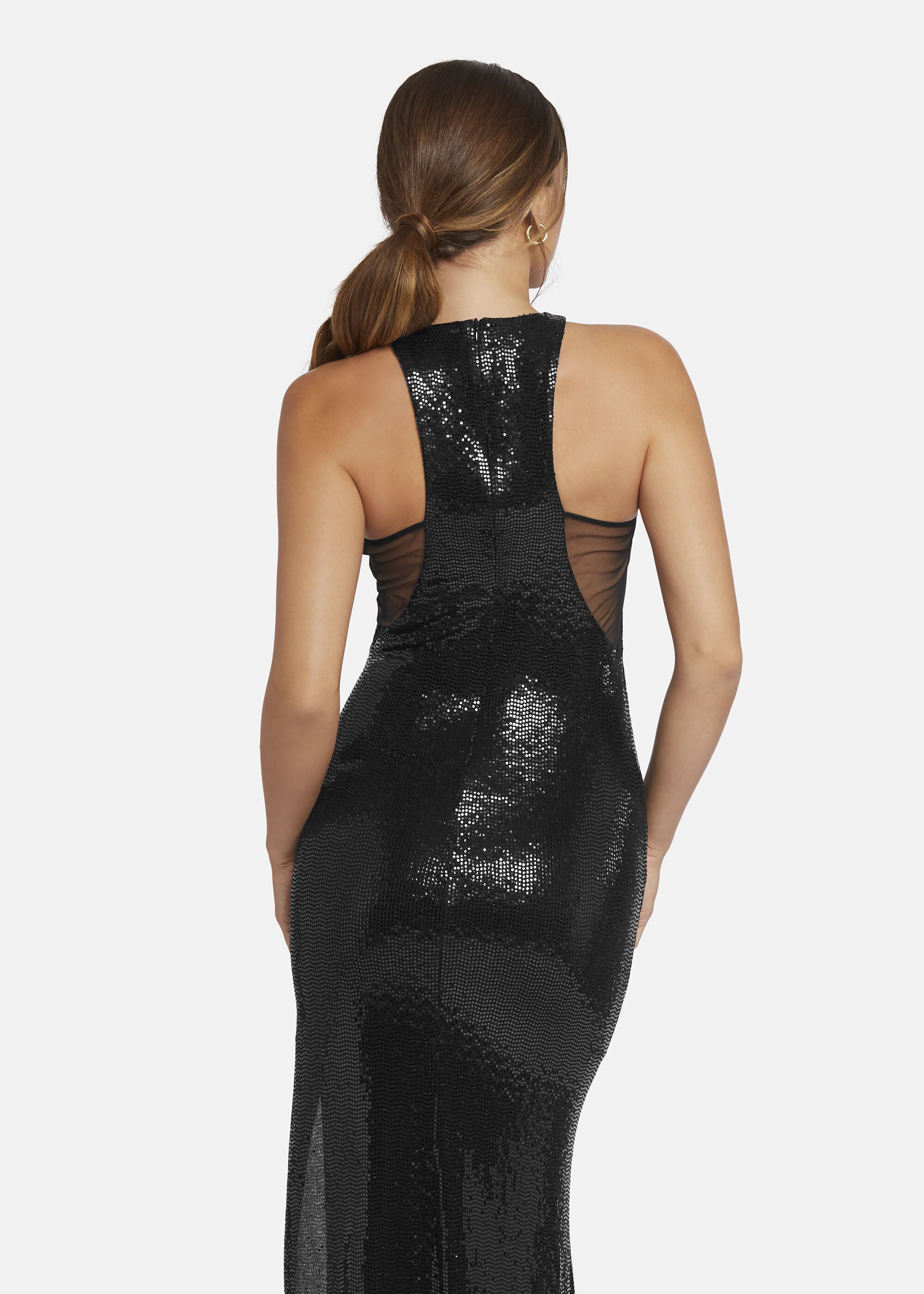 Nicowa Abendkleid LUCAWIA (1-tlg) aus Hotfix-Jersey Paillettenstoff