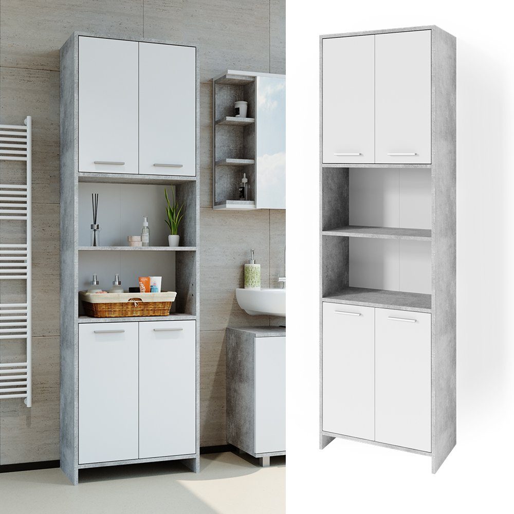 Vicco Hochschrank Maris, Weiß/Beton, 56.1 x günstig online kaufen