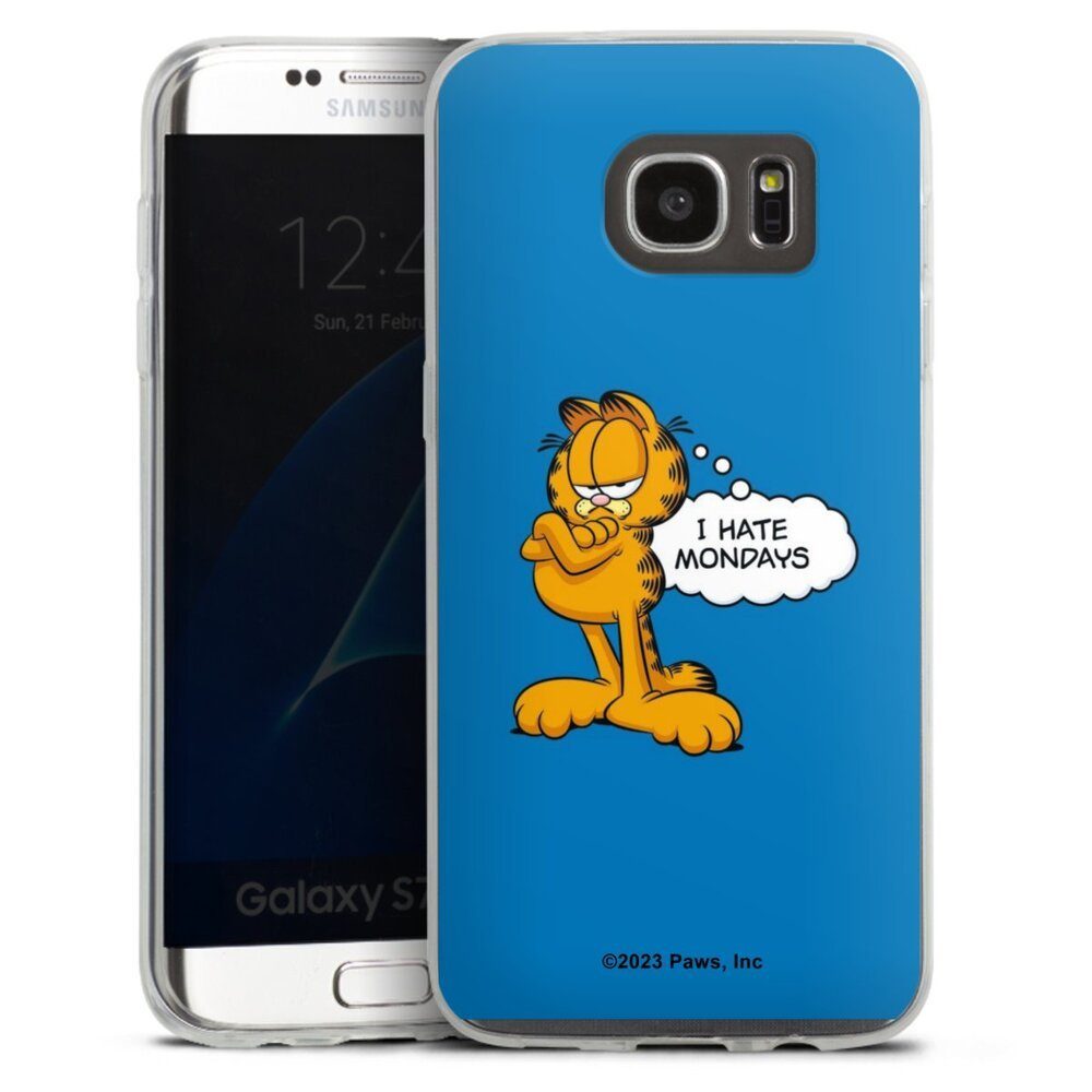 DeinDesign Handyhülle Garfield Katze Spruch Garfield I Hate Mondays Blue, Samsung Galaxy S7 Edge Slim Case Silikon Hülle Ultra Dünn Schutzhülle