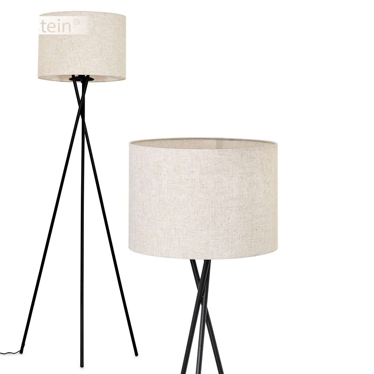 hofstein Stehlampe Stehlampe aus Metall/Stoff in Schwarz/Beige, ohne Leucht günstig online kaufen