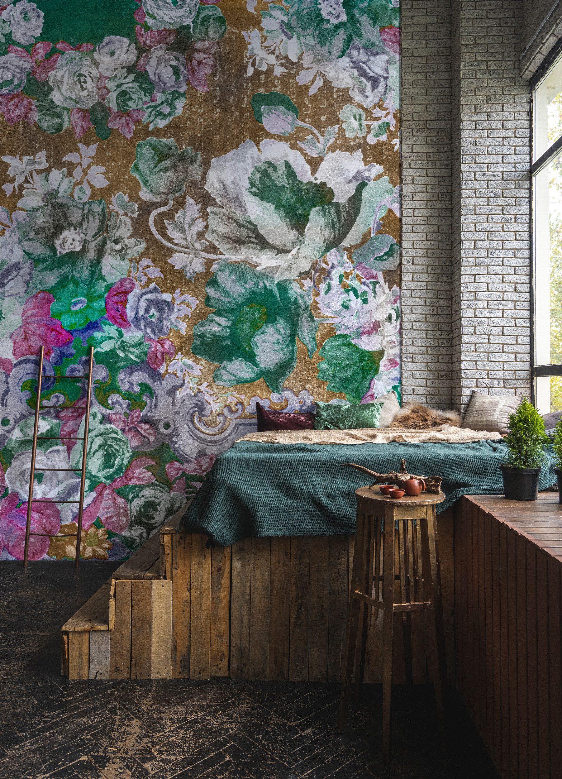 living walls Vliestapete Florale Mustertapete Blumentapete Vintage Vlies, glatt, matt, (1 St)