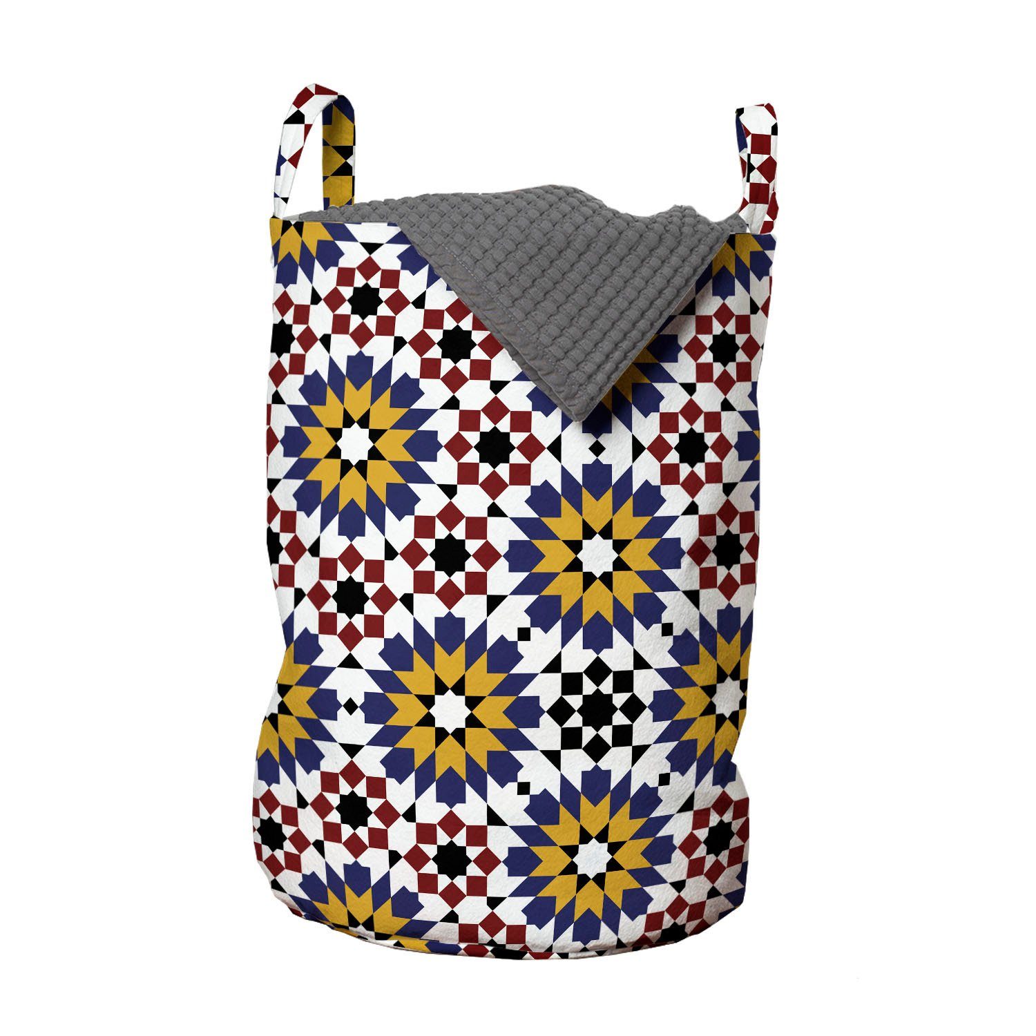 Abakuhaus Wäschesäckchen Wäschekorb mit Griffen Kordelzugverschluss für Waschsalons, Oriental marokkanisch floral Geometrisch