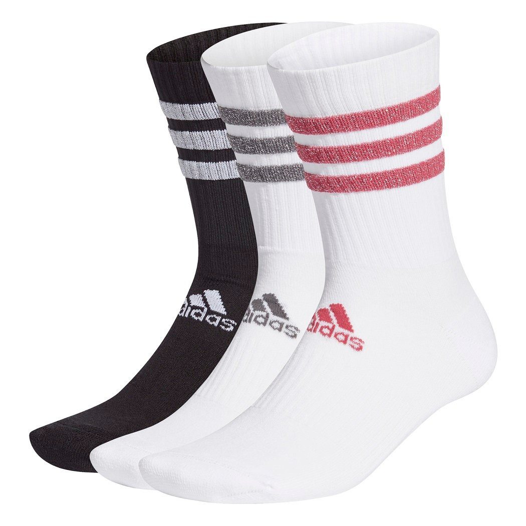 adidas Performance Sportsocken Crew Glam 3-Streifen Glitter schwarz/weiss/p günstig online kaufen