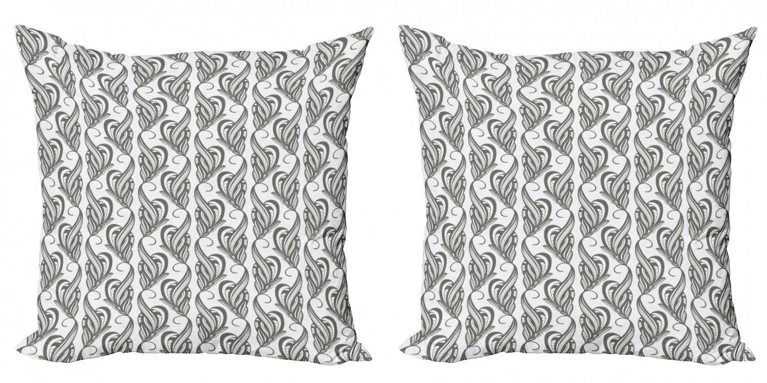 Digitaldruck, Modern Accent Kissenbezüge und und Blätter Blüten (2 Abakuhaus Doppelseitiger Stück), Weiß Grau