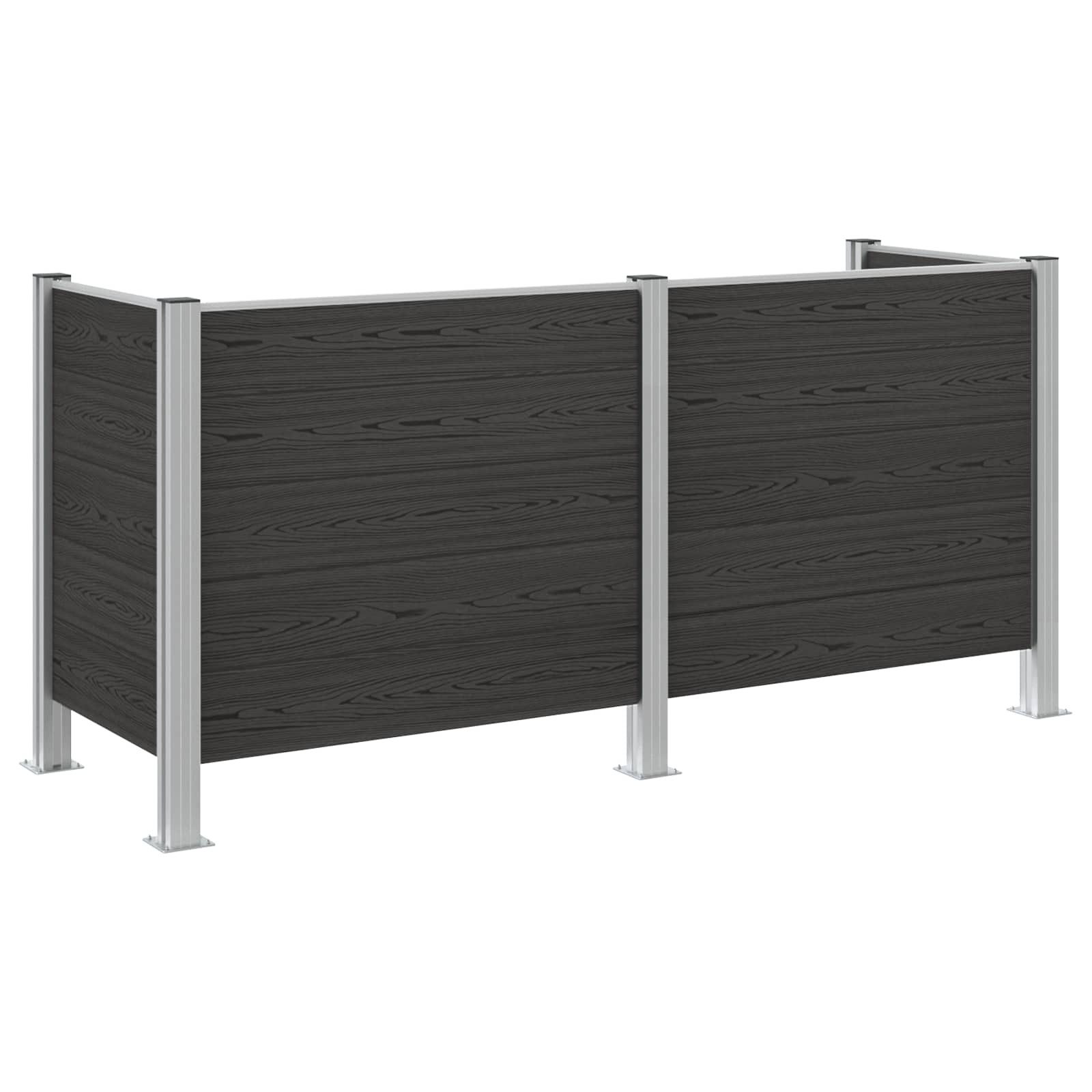 vidaXL Mülltonnenbox Mülltonnenzaun Grau 237 x 85 x 115 cm Aluminium und WPC (1 St)