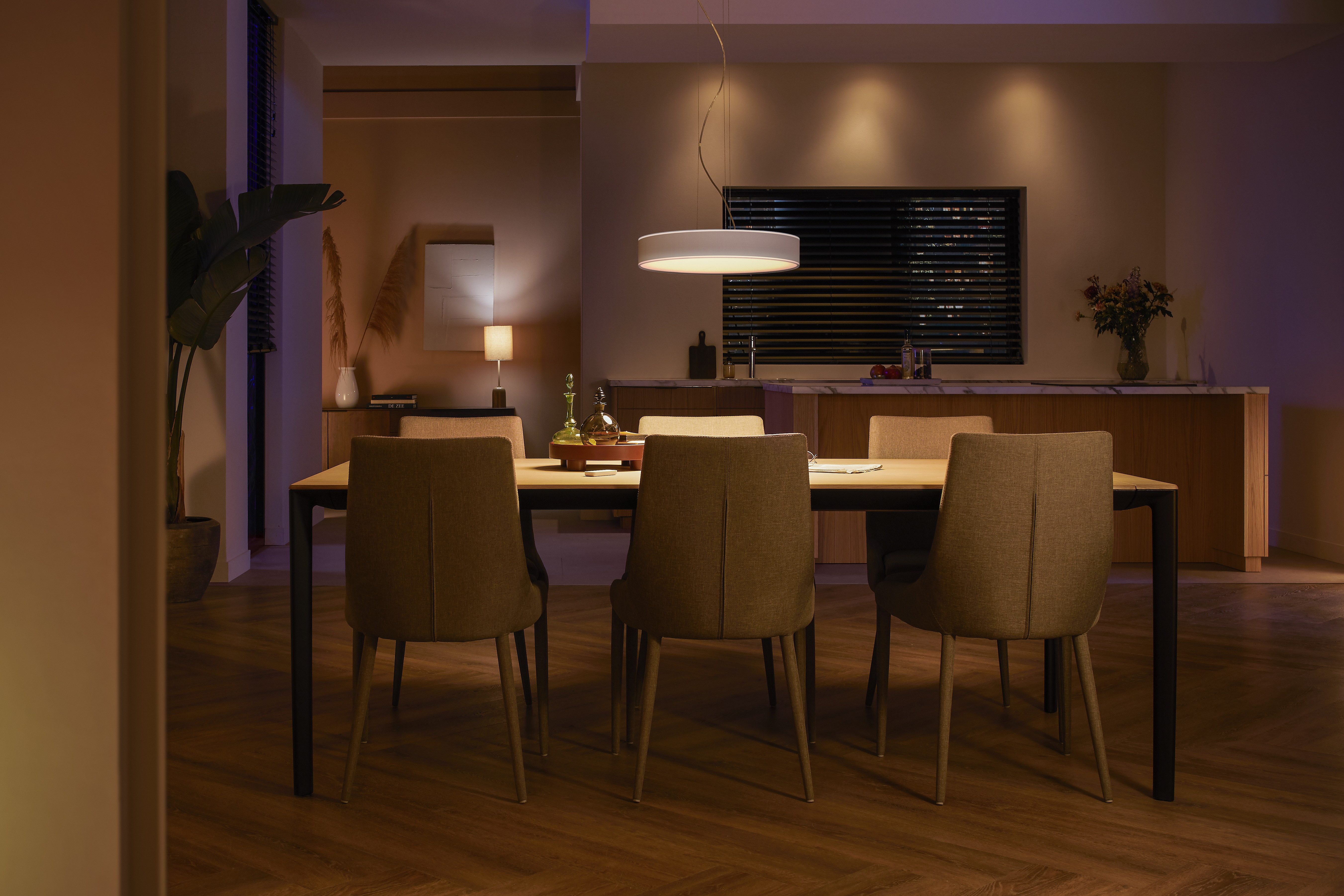 Philips Hue LED Pendelleuchte White Ambiance Enrave Pendelleuchte, Abschaltautomatik, Bluetooth, CCT - über Fernbedienung, Dimmer, Dimmfunktion, Farbsteuerung, Fernbedienung, Infrarot inkl., Leuchtdauer einstellbar, Memoryfunktion, Nachtlichtfunktion, Smart Home, Timerfunktion, dimmbar über Fernbedienung, erweiterbar, mehrere Helligkeitsstufen, LED fest integriert, warmweiß - kaltweiß, inkl. Philips Hue Dimmschalter