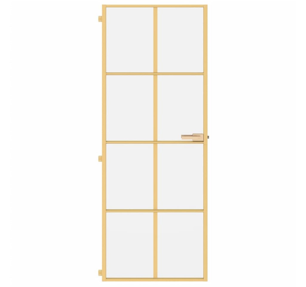 Thumbnail - vidaXL Haustür Innentür Schlank Golden 76x201,5 cm Hartglas und Aluminium (1-St)