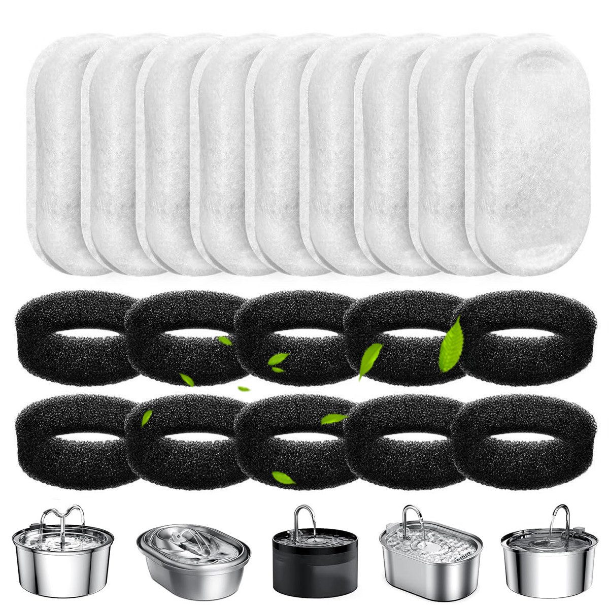 MOPUEA Trinkbrunnen Katzenbrunnen Filter, 20 Stück Ersatzfilter Für Trinkbrunnen