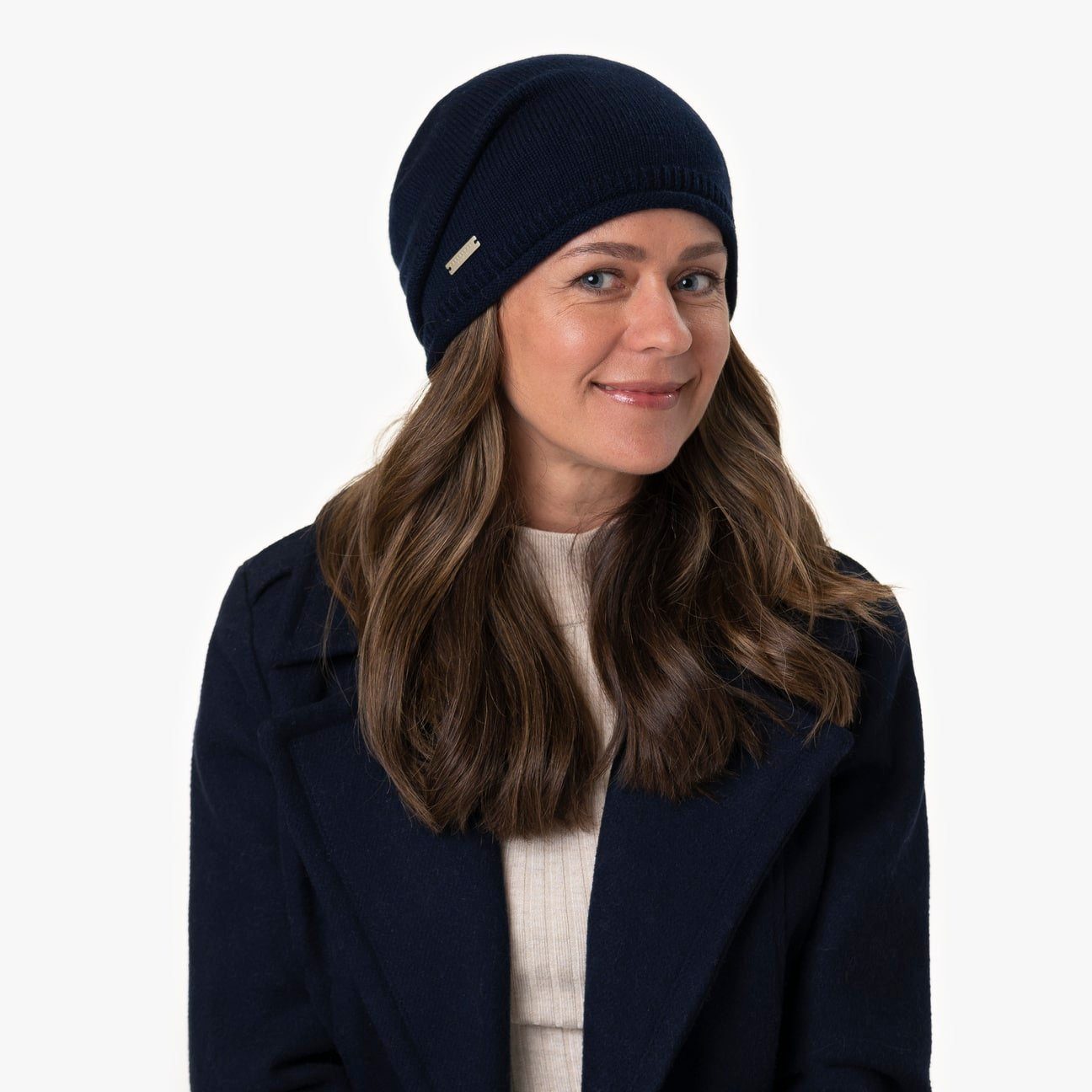 Seeberger Oversize Beanie Strickmütze (1-St) blau