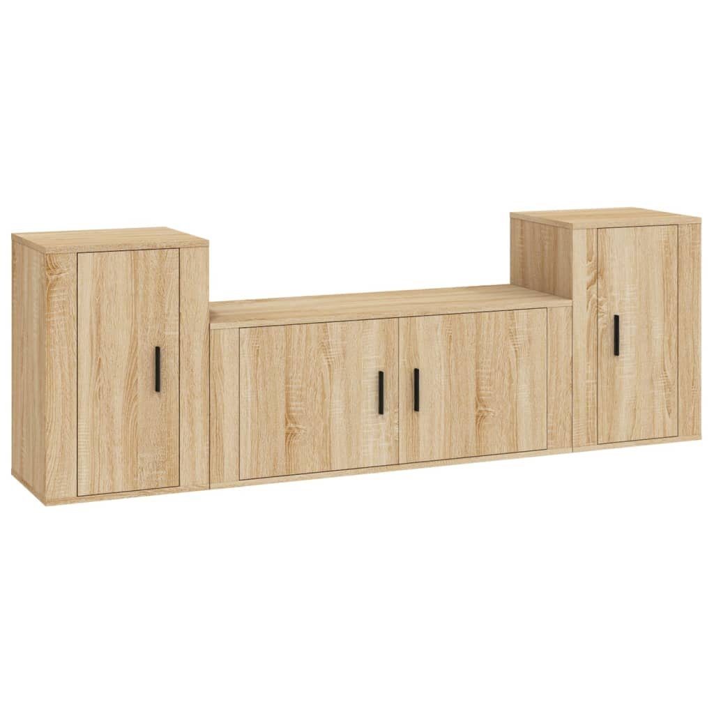 (3-St) Sonoma vidaXL TV-Schrank-Set TV-Schrank Holzwerkstoff Sonoma-Eiche Eiche 3-tlg.