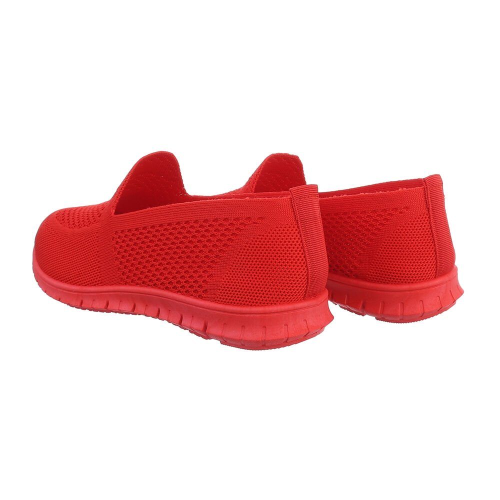 in Flach Low Slipper Freizeit Low-Top Damen Rot Ital-Design Sneakers