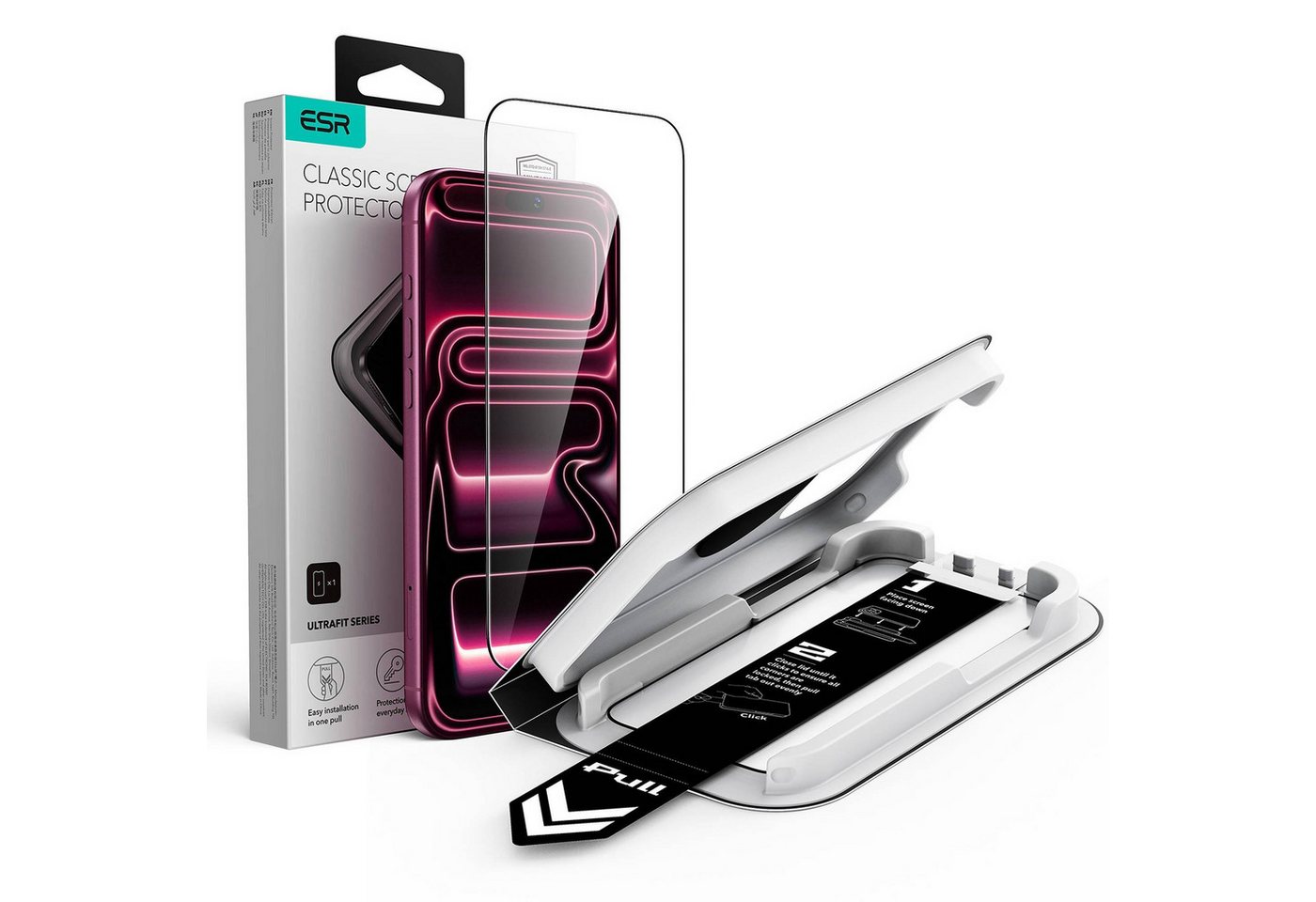 ESR Displayschutzglas Tempered-Glass Displayschutz für das iPhone 18 Pro Max für Apple iPhone 18 Pro Max/17 Pro Max, 9H-Härte, 7-fache Stoßdämpfung, UltraFit Aufbringhilfe