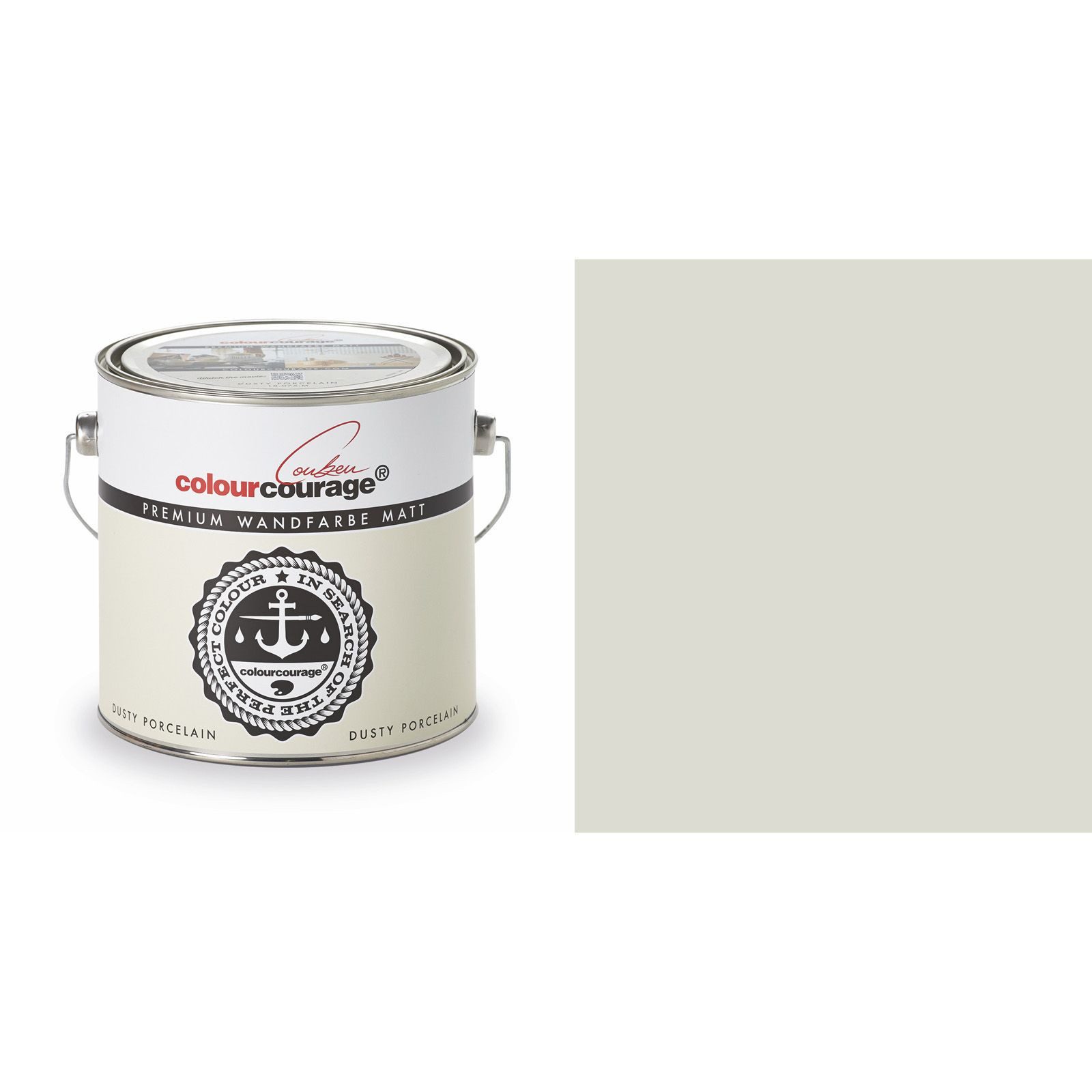 colourcourage Vollton- und Abtönfarbe Colourcourage Wandfarbe 2,5L Gelb Dusty Porcelain Innen Anstrich Decke