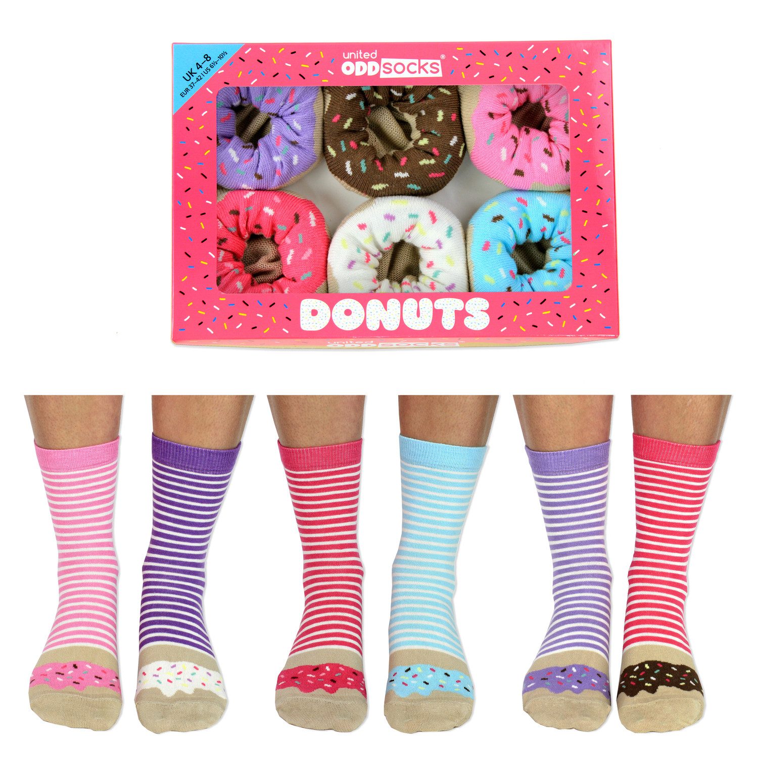 United Oddsocks Freizeitsocken Donut Oddsocks Socken in 37-42 im 6er Set