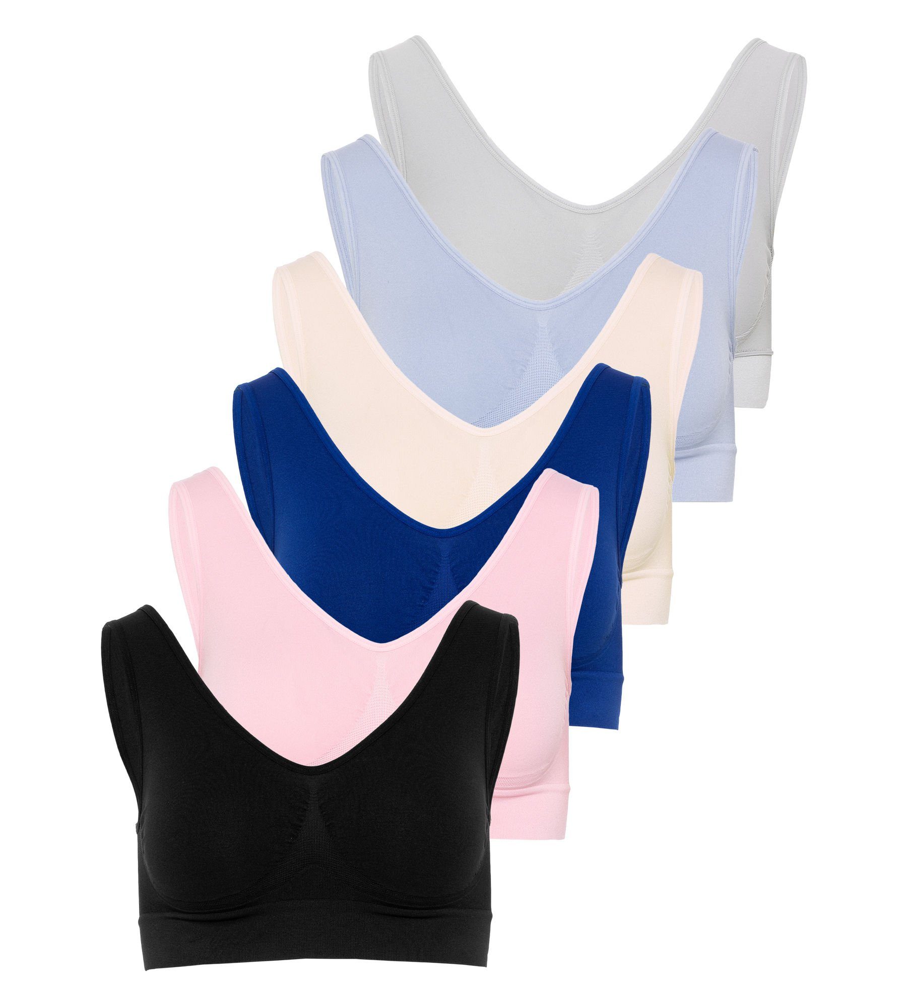 Figur Body Set: Bustier Form-Bustier elastisch (Set, 6-tlg., unterschiedl. Farben) bügellos mit breiten Trägern mit Stützsystem