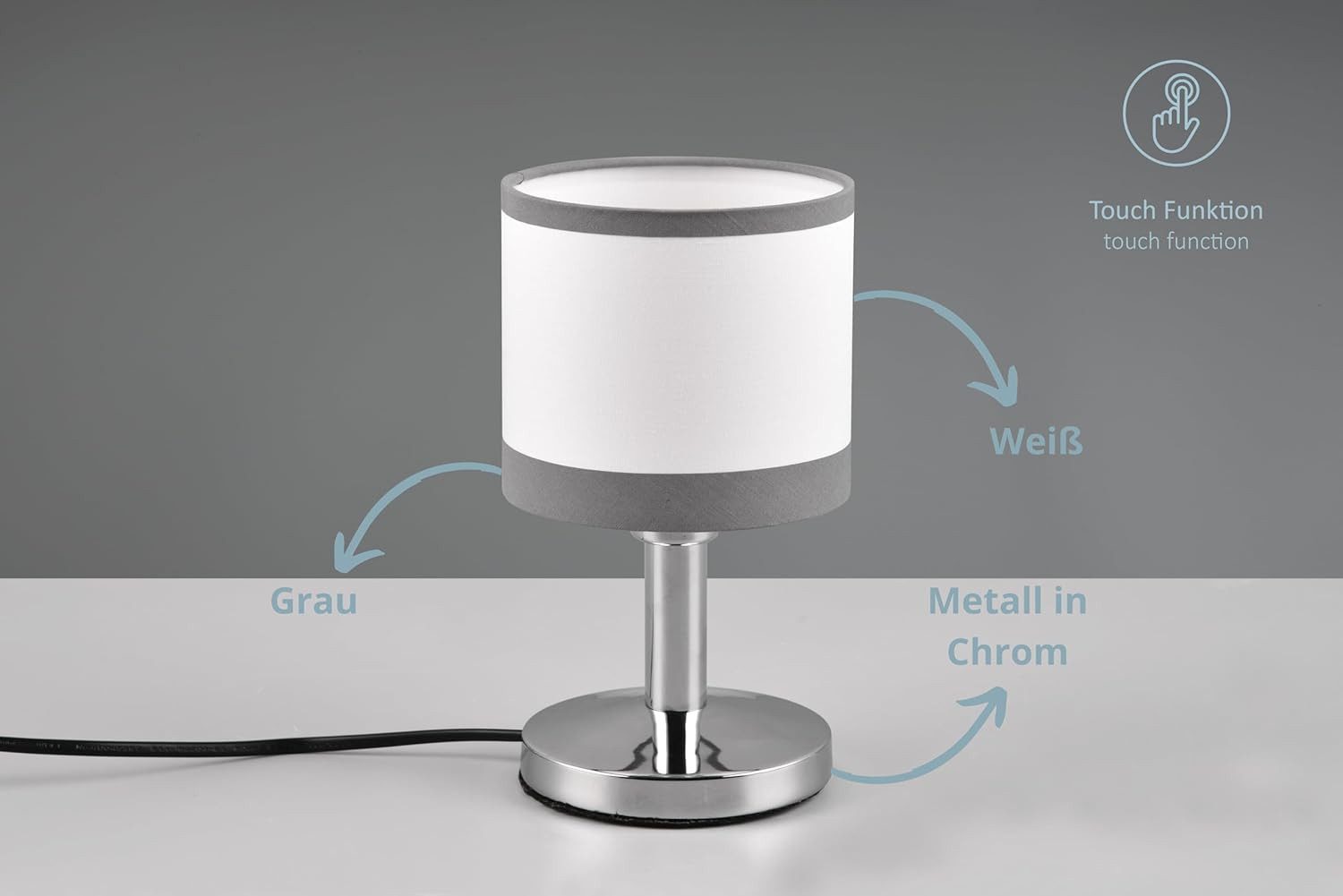 lightling Tischleuchte Davis, ohne Leuchtmittel, On/Off Touch Funktion, Sto günstig online kaufen