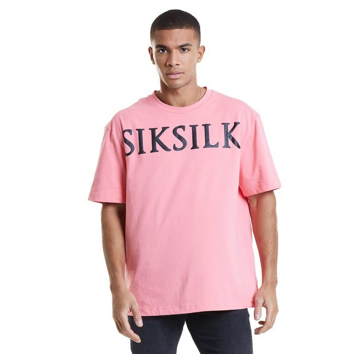 Siksilk T-Shirt SikSilk Herren T-Shirt DROP SHOULDER RELAXED FIT TEE SS-19489 Pink Black Pink