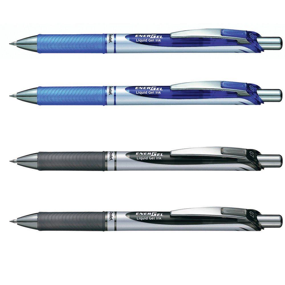 PENTEL 4 Pentel EnerGel BL 77 Gelschreiber schwarz, blau 0,35 mm, Schreibfarb Tintenpatrone
