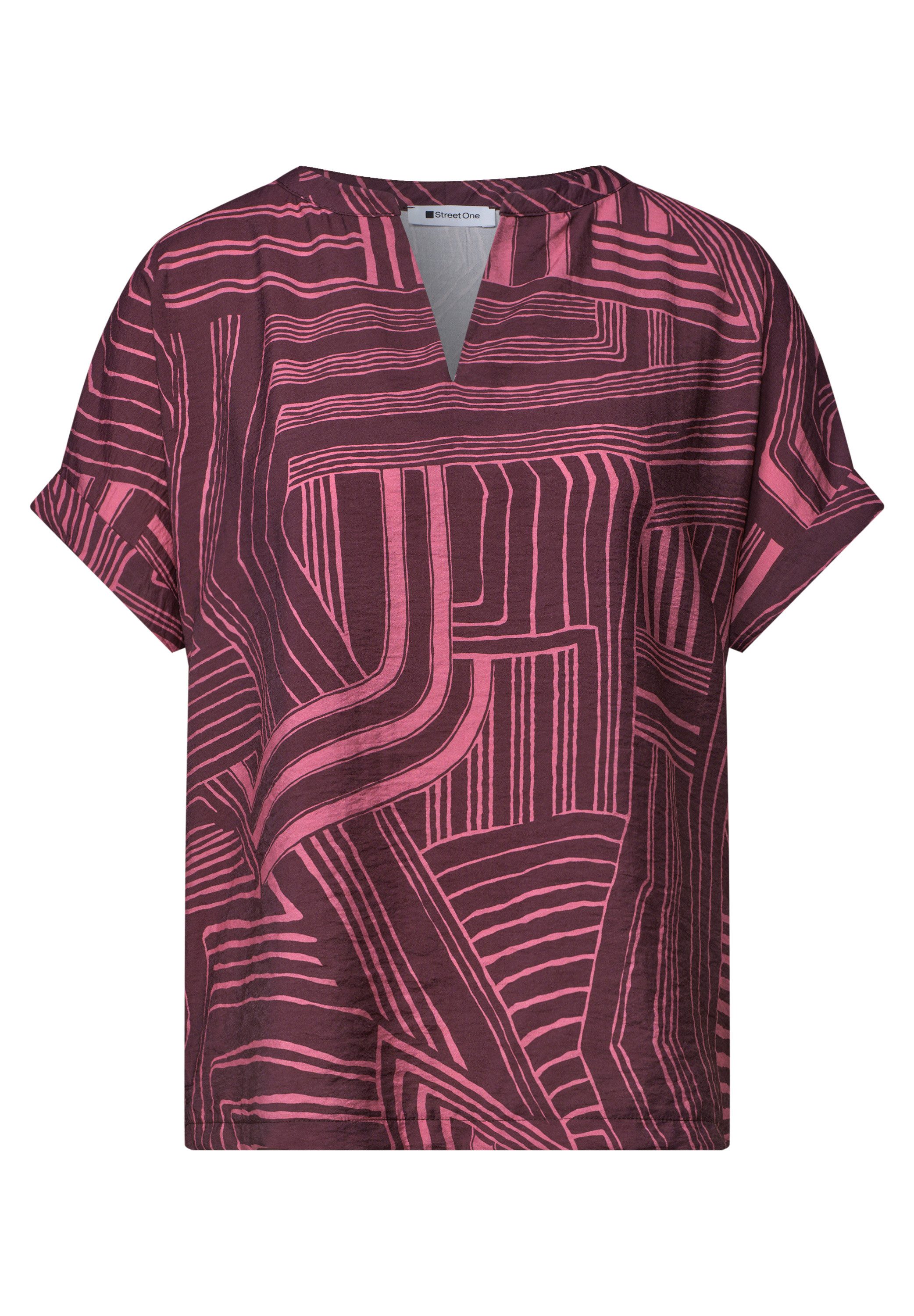STREET ONE Kurzarmshirt Sommerbluse im Tunika-Look und mit grafischem Muster – Bild 5 von 5