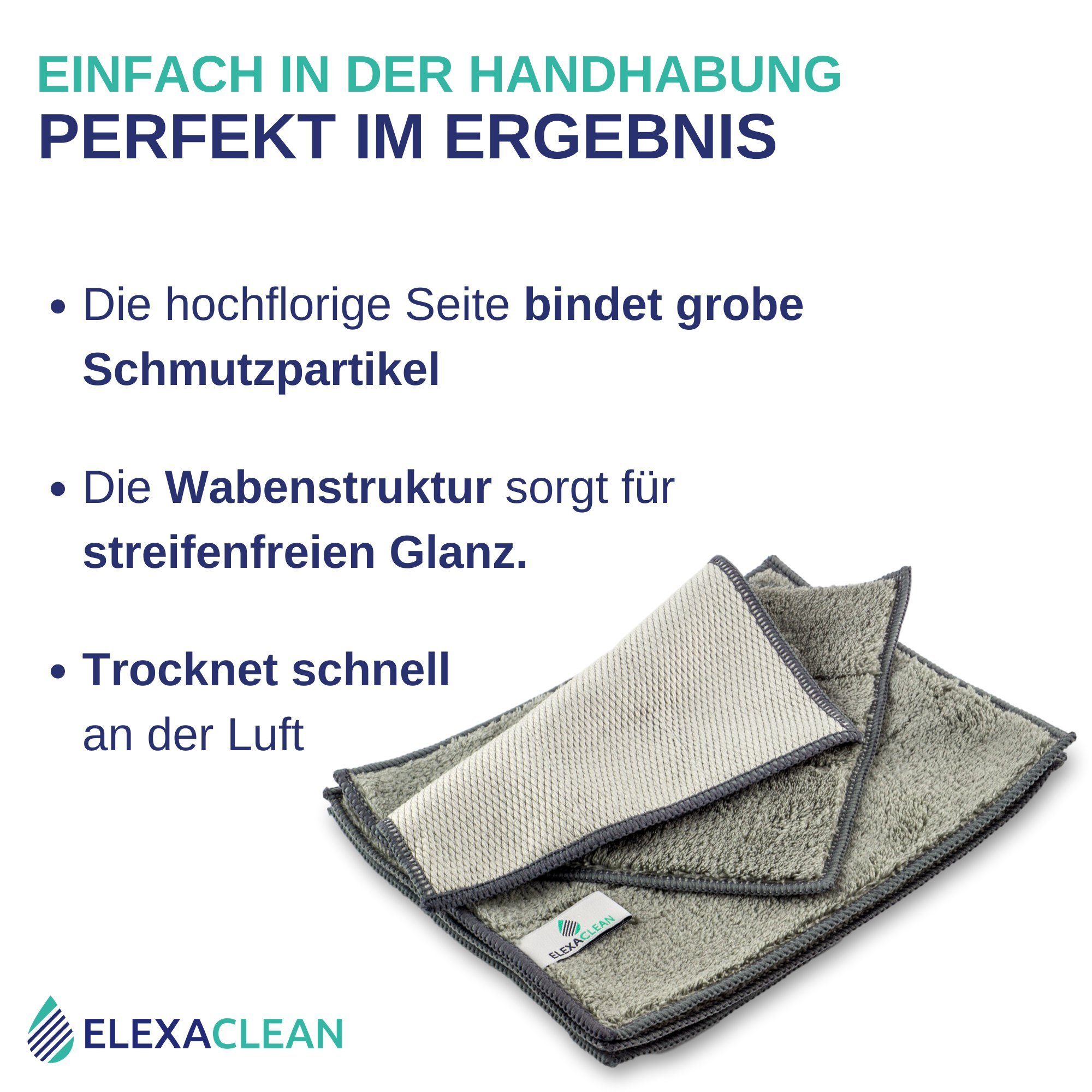 ELEXACLEAN Spültuch Spüllappen, Mikrofaser waschbar, (Set, 4-tlg., 24x20 cm), fusselfrei, für Küche, Geschirr, Haushalt