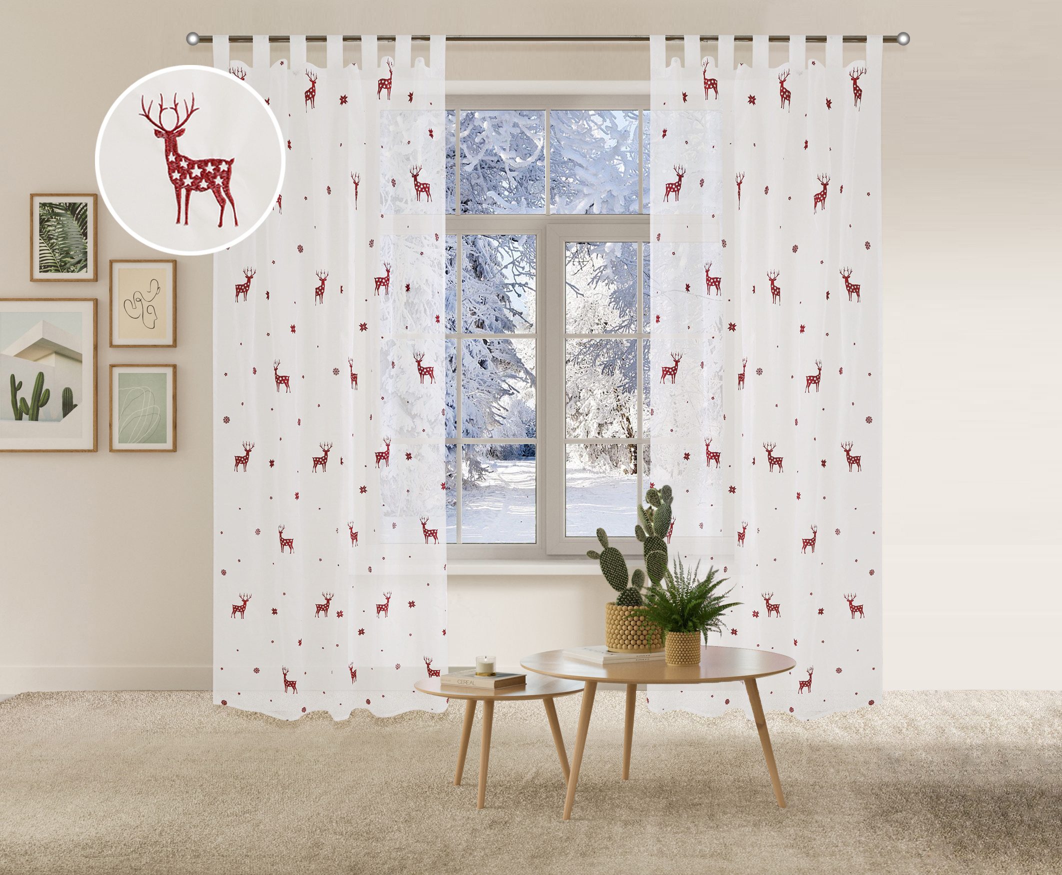 my home Gardine Elch (1 St), Schlaufen, transparent, Voile, 1 Schal, Mit Re günstig online kaufen