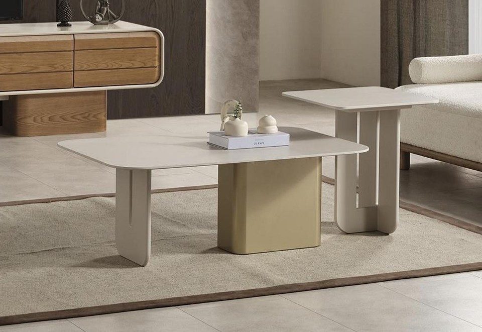 Xlmoebel Satztisch XLMOEBEL Couchtisch und Beistelltisch aus hellem Holz, modern, Made in Europa