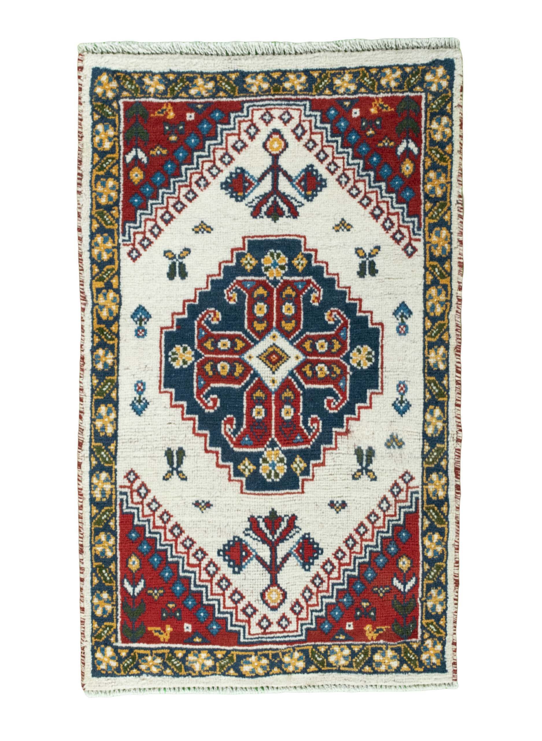 CABBEL Orientteppich 89x55 cm Perser Hamedan Multicolor Schurwolle Handgeknüpft Klassisch, rechteckig, Höhe: 8 mm, 100% Schurwolle – weich, pflegeleicht, traditionelle Knüpfdichte