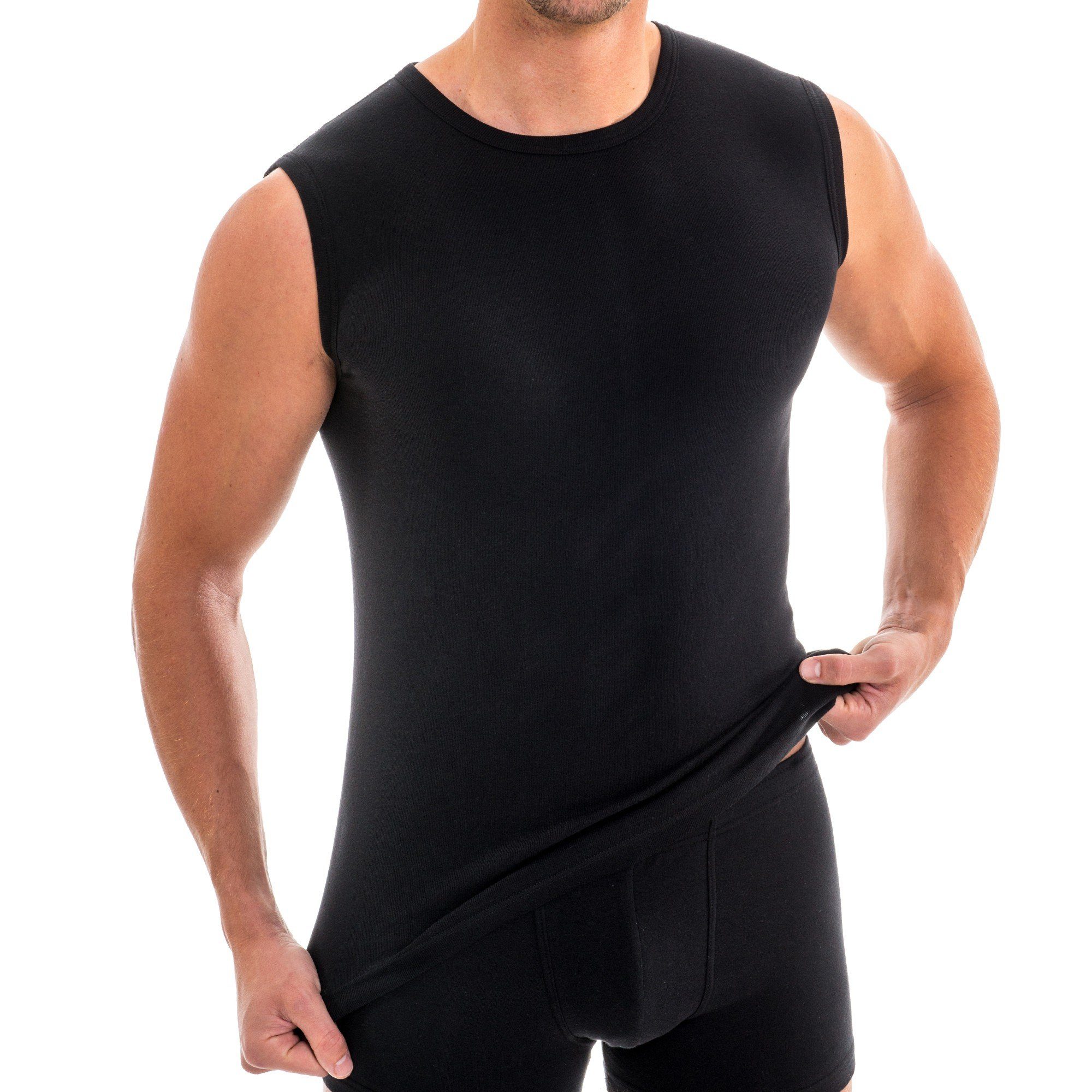 HERMKO Unterhemd 3040 (Pack, 3er) 100 % BioBaumwolle Tank Top Muskelshirt Rundhals-Ausschnitt